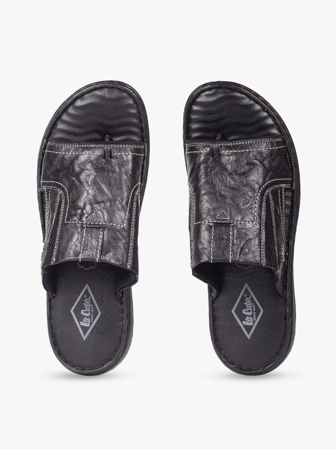 

Lee Cooper Men Leather Comfort Sandals, Black