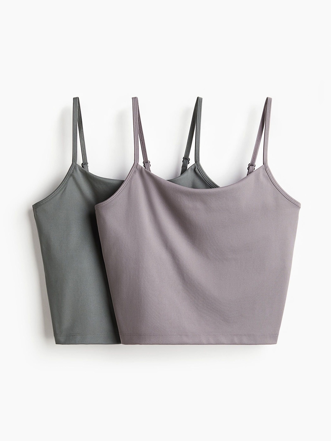 

H&M 2-Pack Integral-Bra Sports Tops, Grey