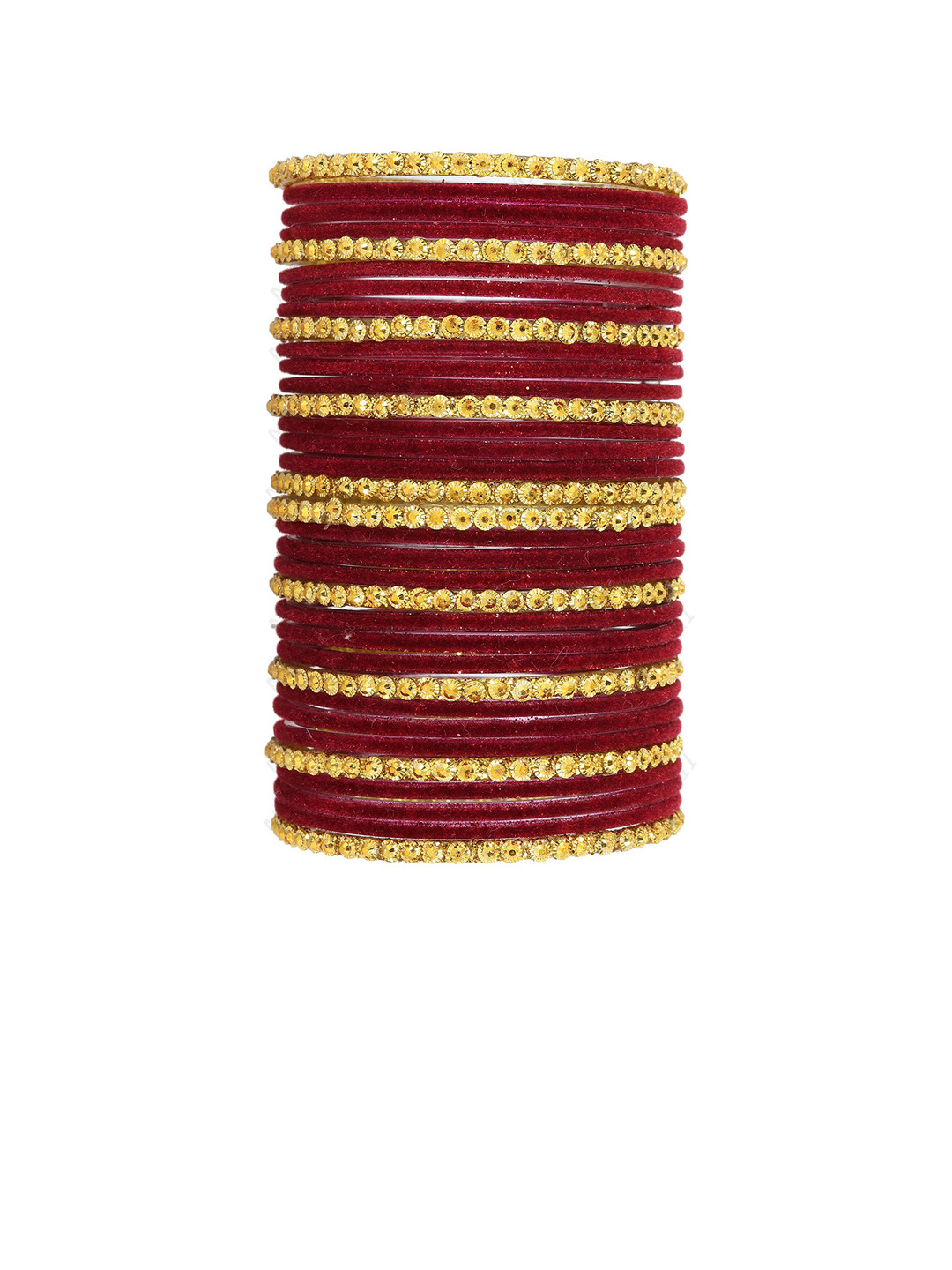 

ZULKA Set Of 34 Velvet Beaded Glass Bangle, Maroon
