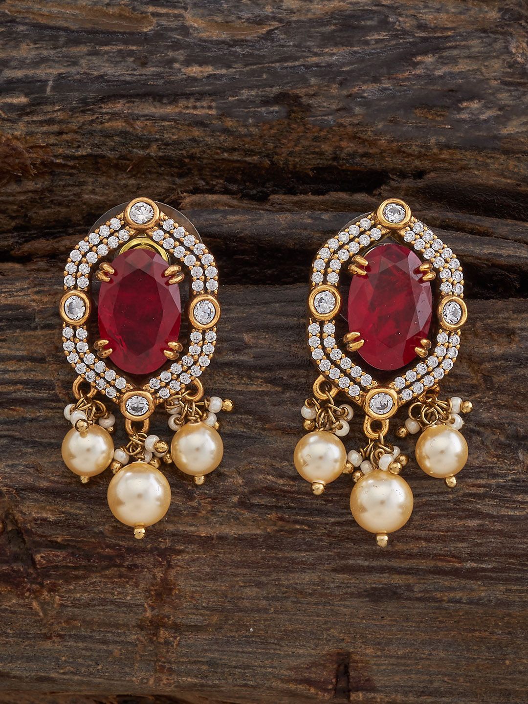 

Kushal's Fashion Jewellery Kundan Studded Contemporary Drop Earrings, White