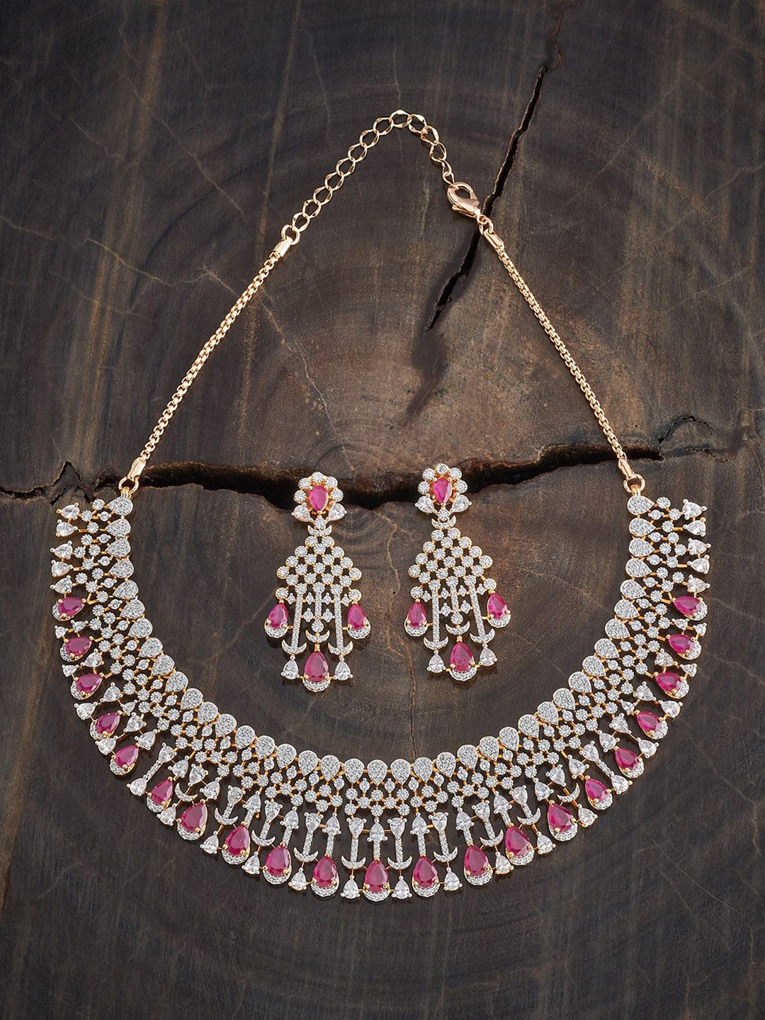 

Kushal's Fashion Jewellery Gold-Plated CZ-Studded Jewellery Set