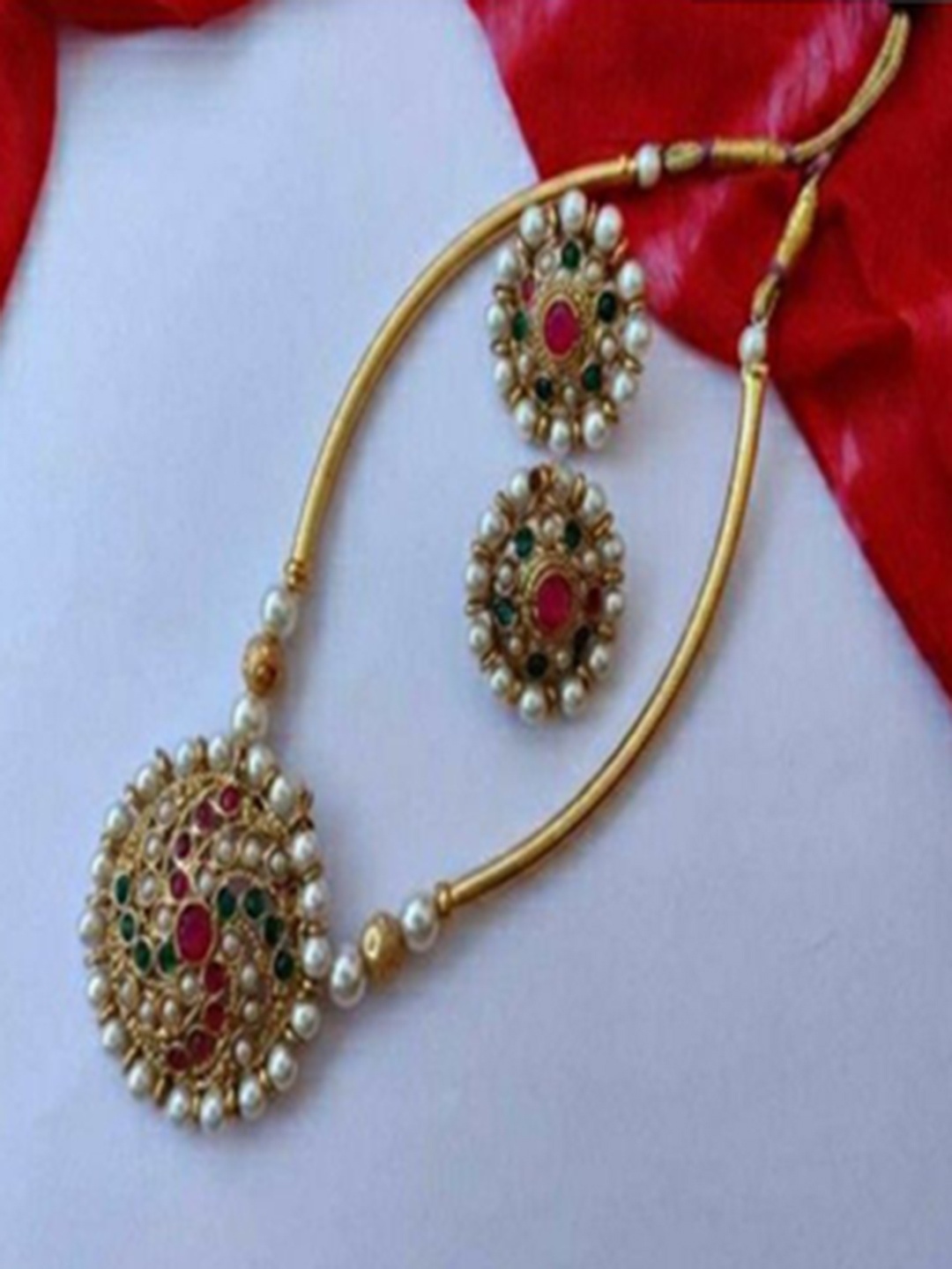 

Gyaan Jewels Stone Studded Jewellery Set, Gold