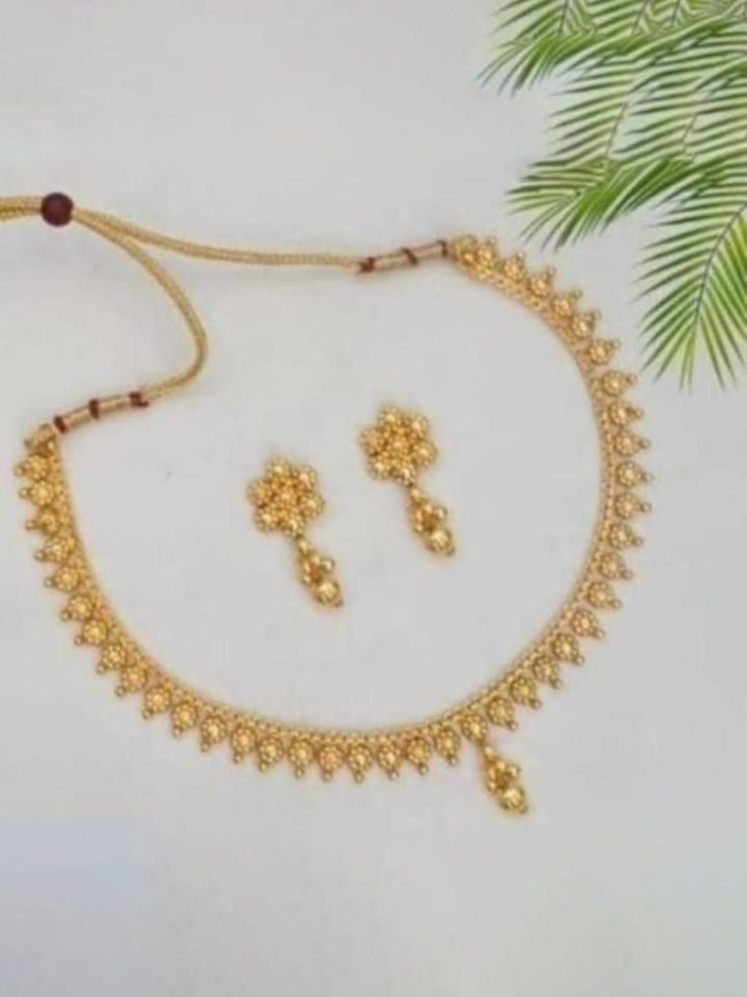 

Gyaan Jewels Textured Necklace and Earrings, Gold