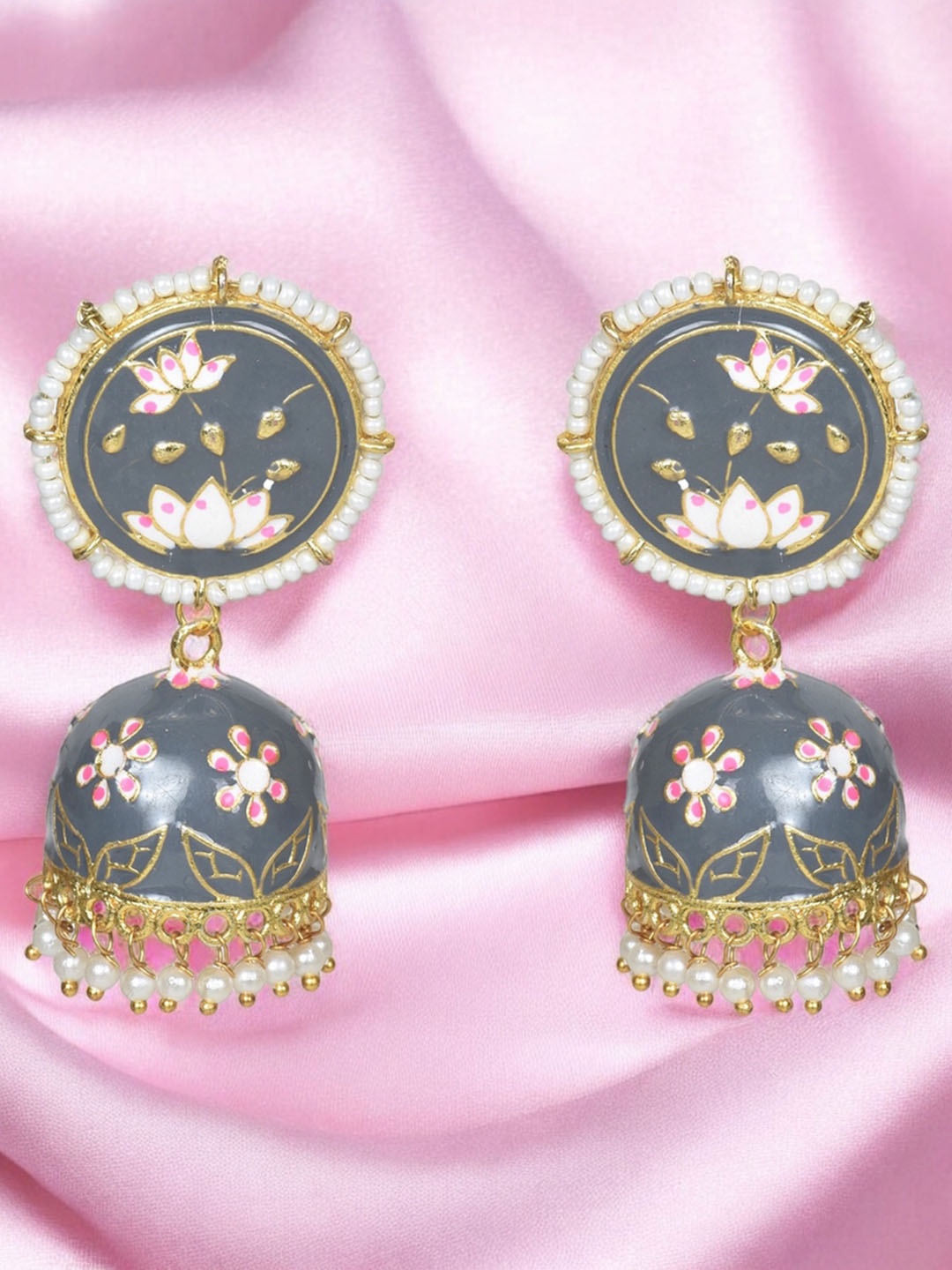 

Nilu's Collection Brass-Plated Dome Shaped Jhumkas, Gold