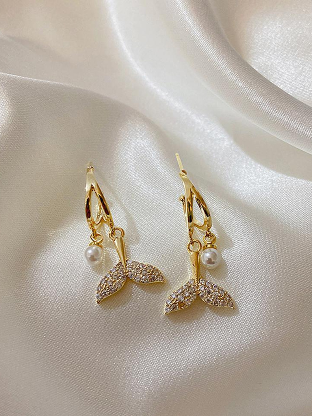 

DESTINY JEWELS Gold-Plated Beaded Geometric Drop Earrings