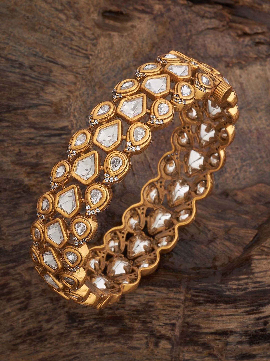 

Kushal's Fashion Jewellery Kundan-Studded Party Bangle, Gold