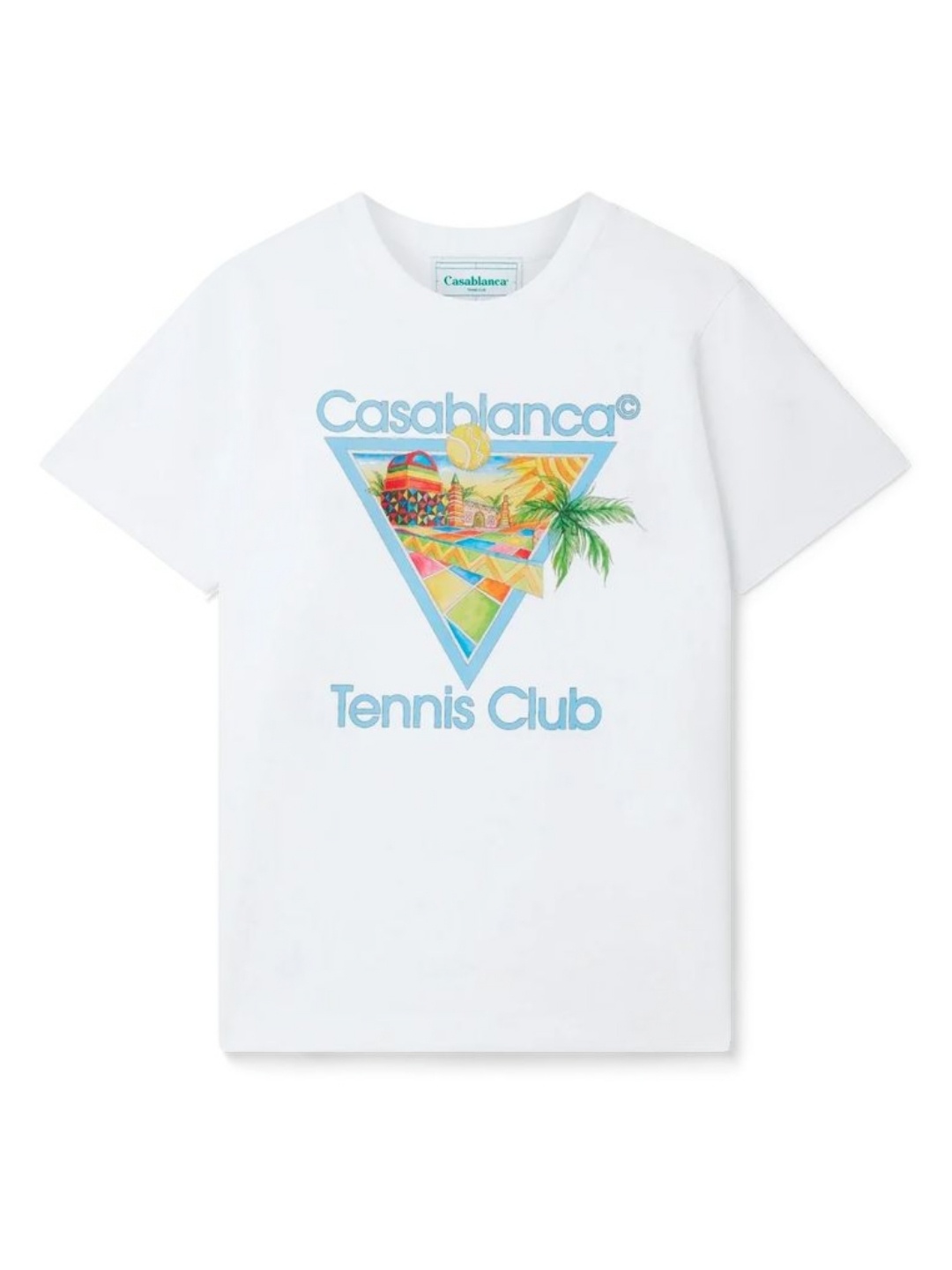 

Casablanca Men Graphic Printed Round Neck Cotton T-shirt, White