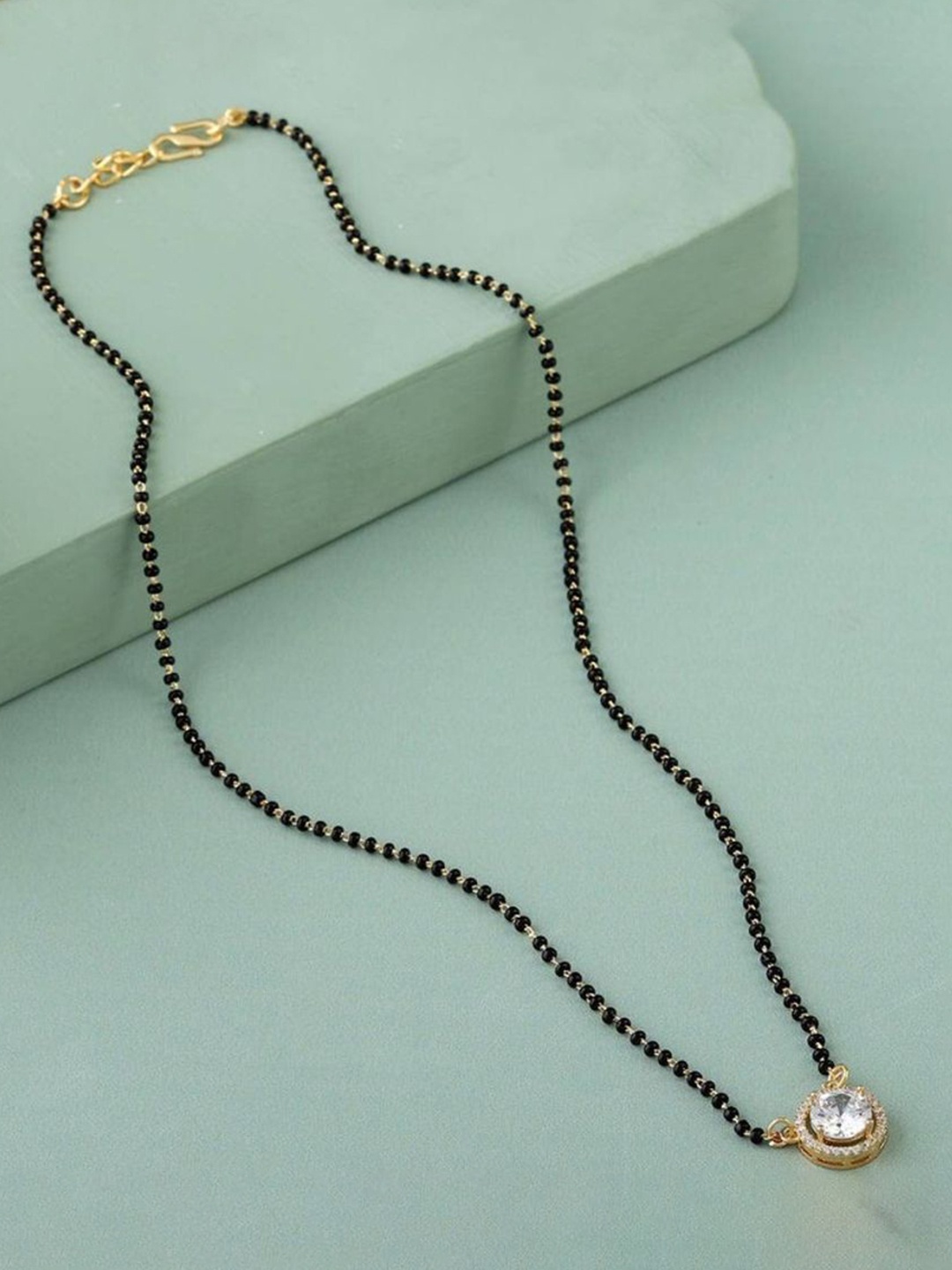 

Wynona Set Of 2 Gold-Plated Artificial Stones and Beads Mangalsutra