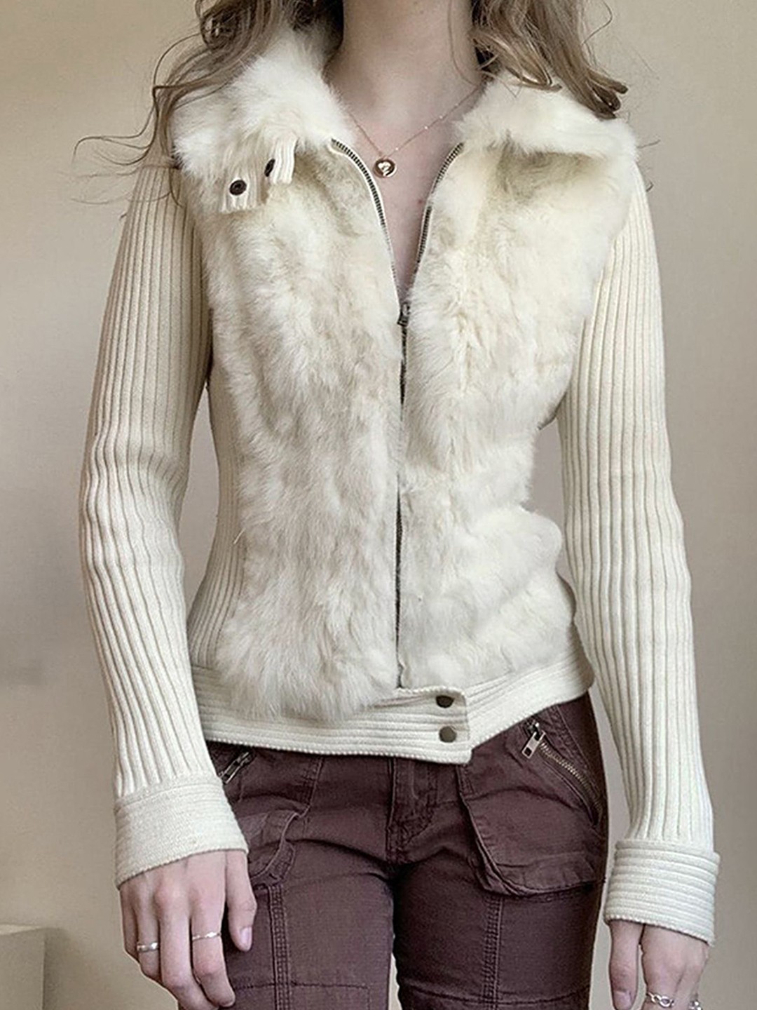 

LULU & SKY Women Spread Collar Solid Casual Parka Jacket, Off white