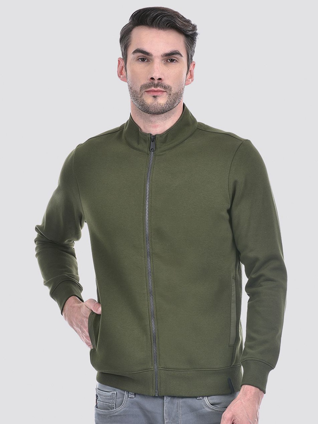 

Numero Uno Men Front-Open Sweatshirt, Olive