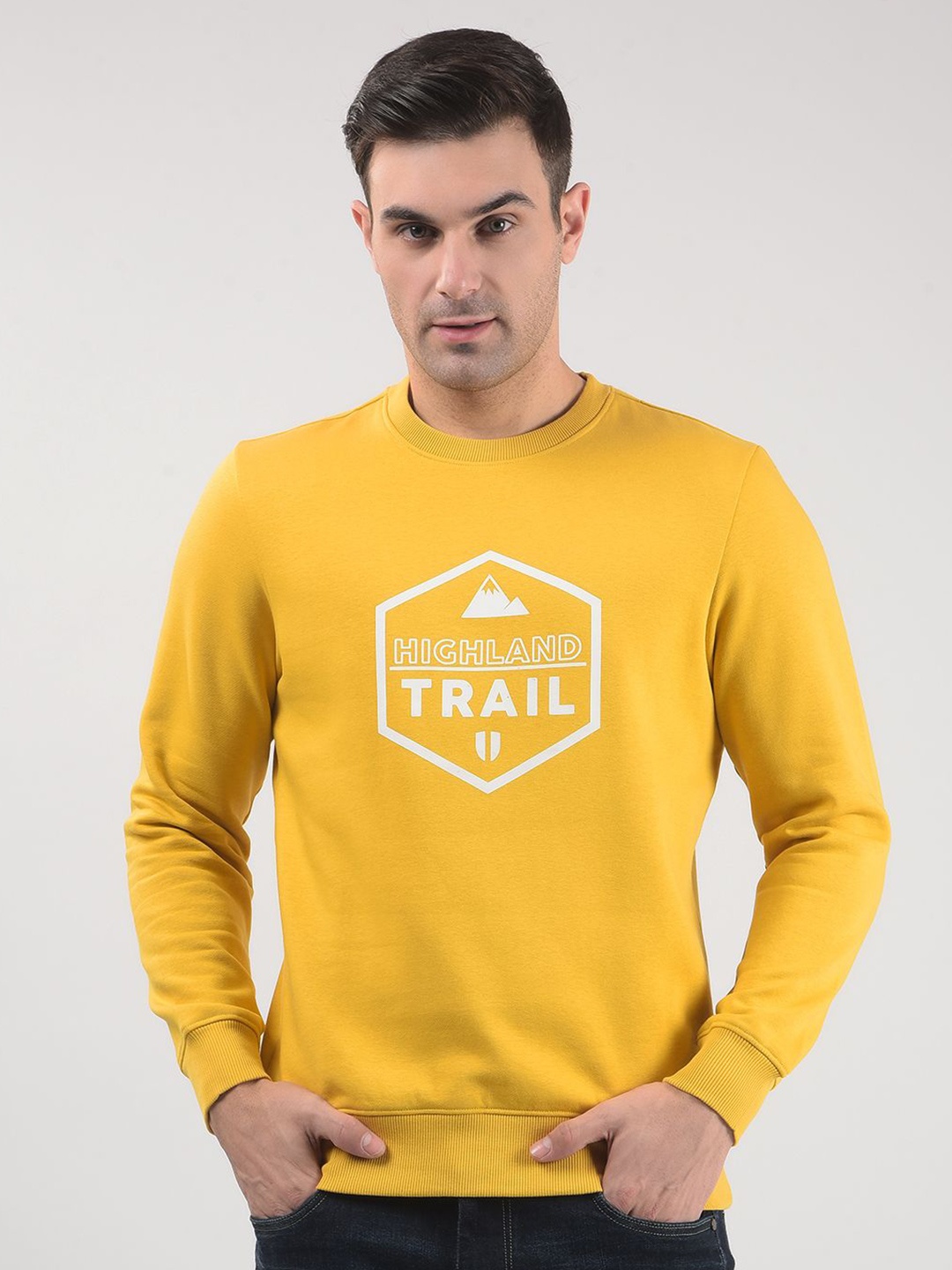 

Numero Uno Men Printed Sweatshirt, Mustard