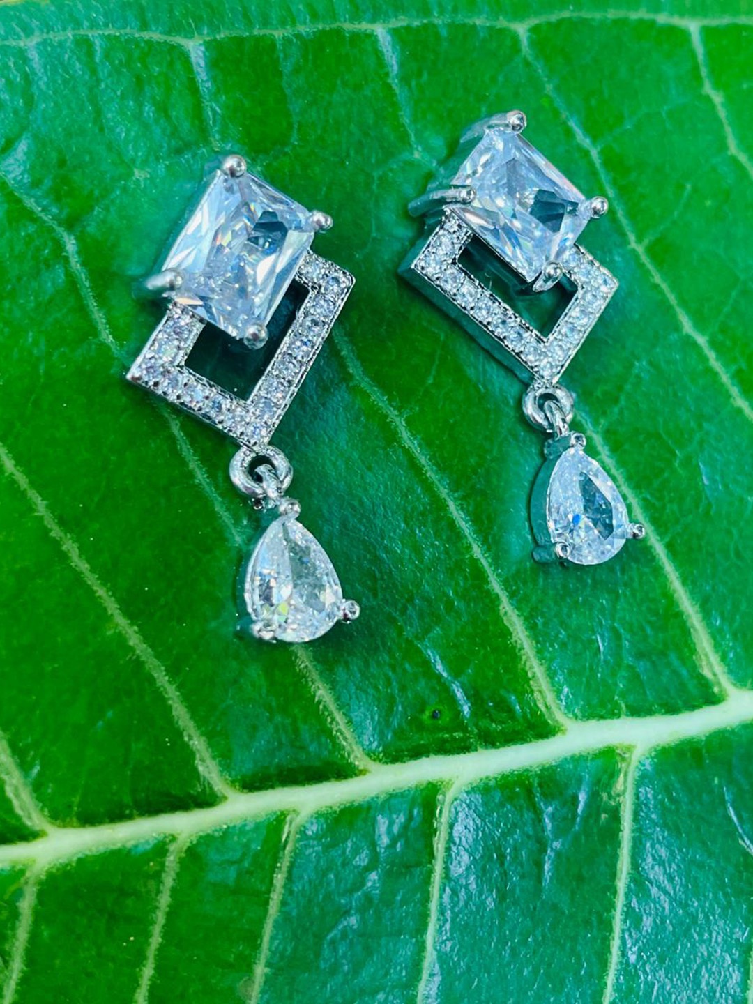 

MONI LIFESTYLE Artificial Stones and Beads Contemporary Drop Earrings, Silver