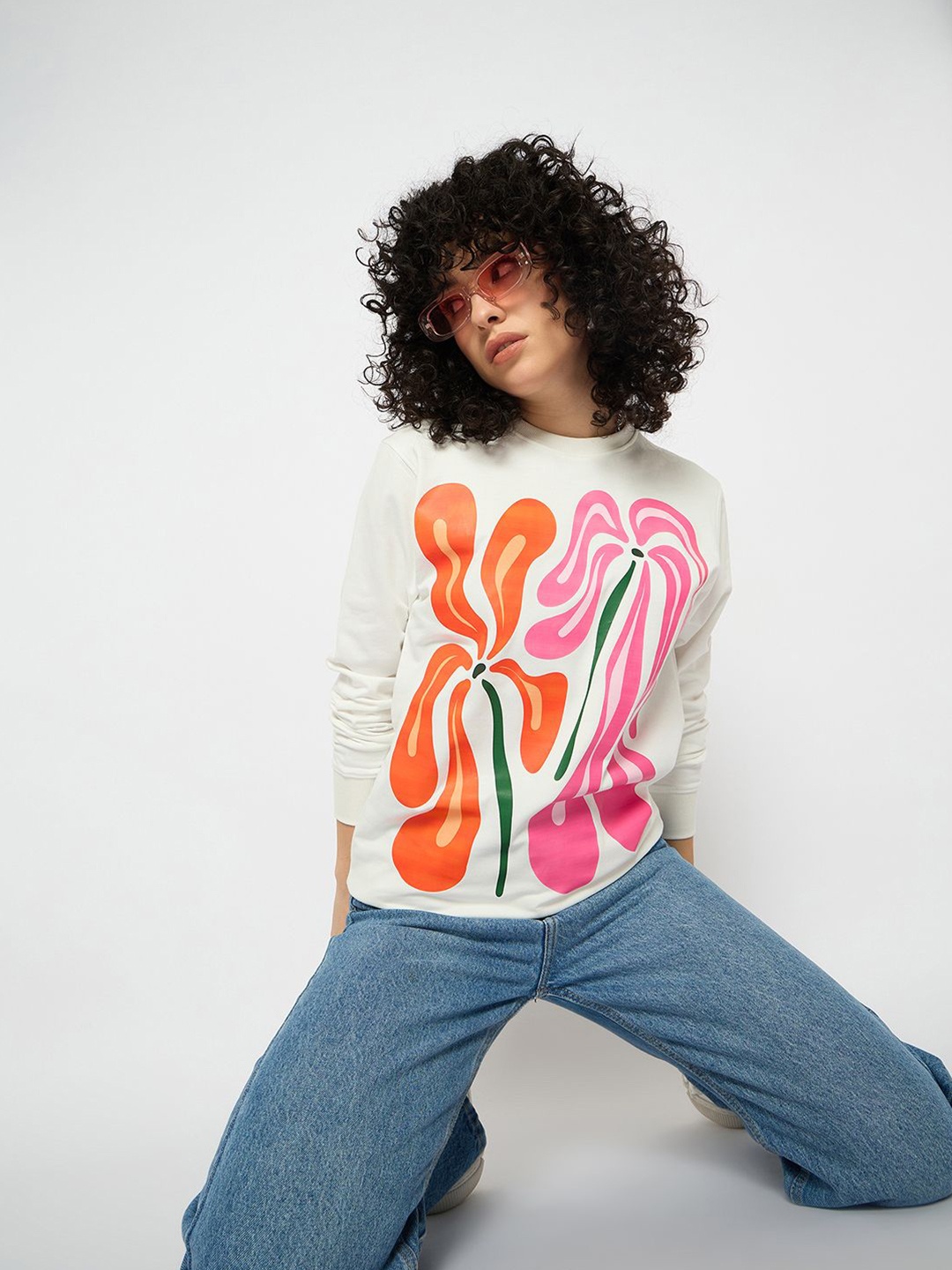 

Mast & Harbour Women Printed Sweatshirt, Off white