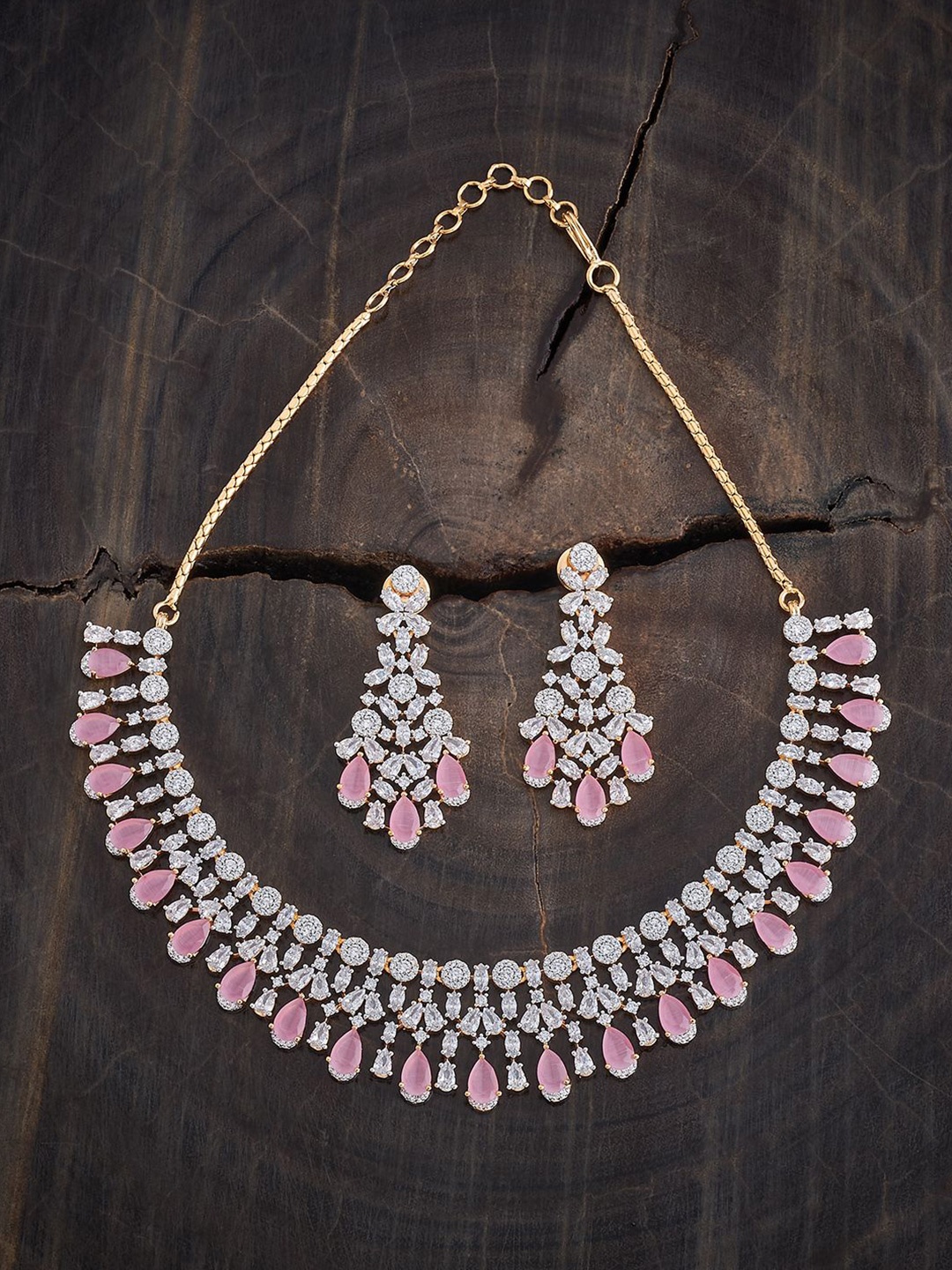 

Kushal's Fashion Jewellery Gold-Plated Cubic Zirconia Studded Jewellery Set