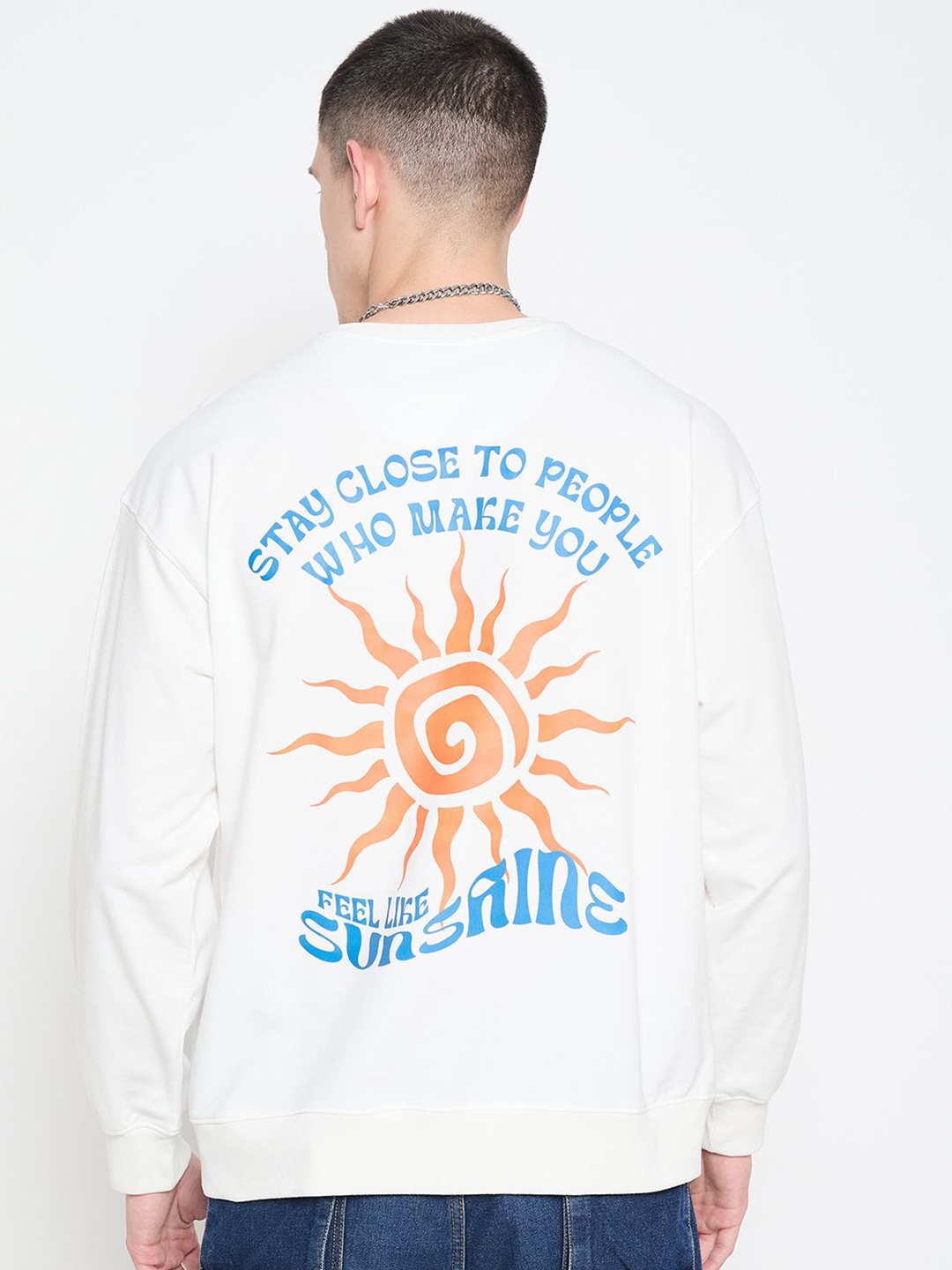 

Mast & Harbour Men Cotton Typography Printed Sweatshirt, White