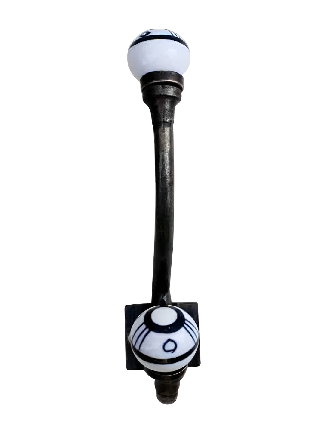 

IndianShelf White & Bronze Printed Ceramic Wall Hook
