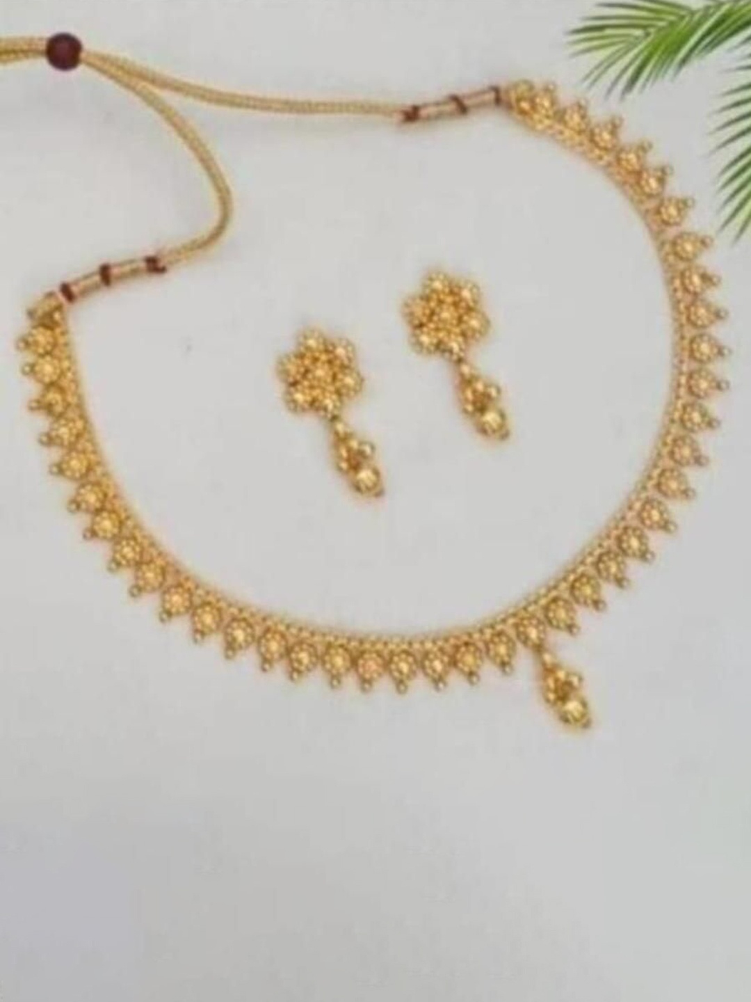 

Gyaan Jewels Textured Jewellery Set, Gold