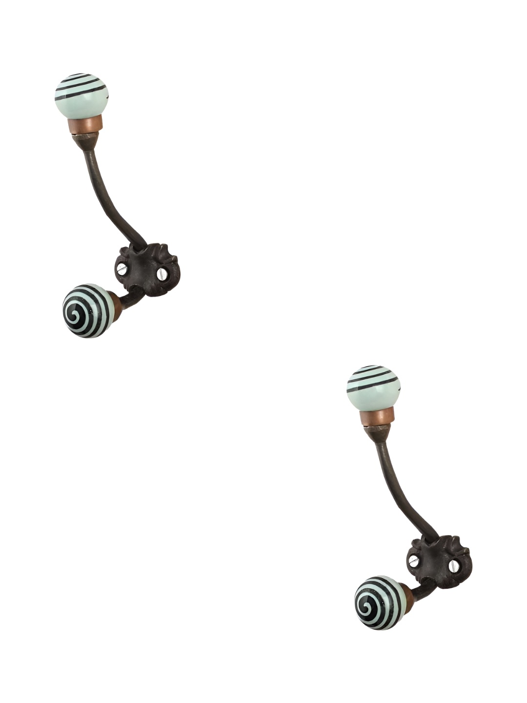 

IndianShelf Green & Brown 2 Pieces Ceramic Strip Hangers for Clothes Wall Coat Hooks