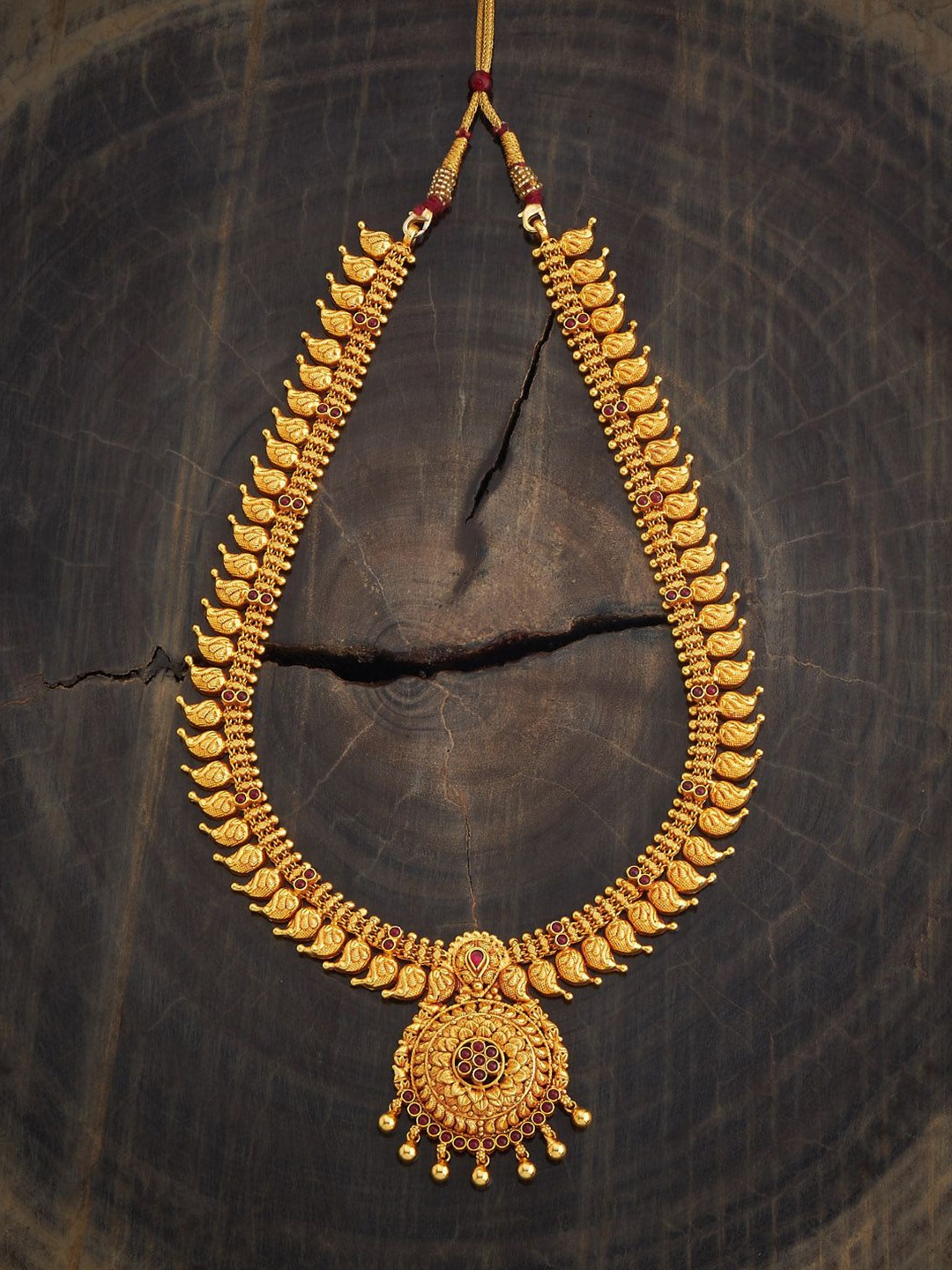 

Kushal's Fashion Jewellery Sterling Silver Gold-Plated Temple Necklace