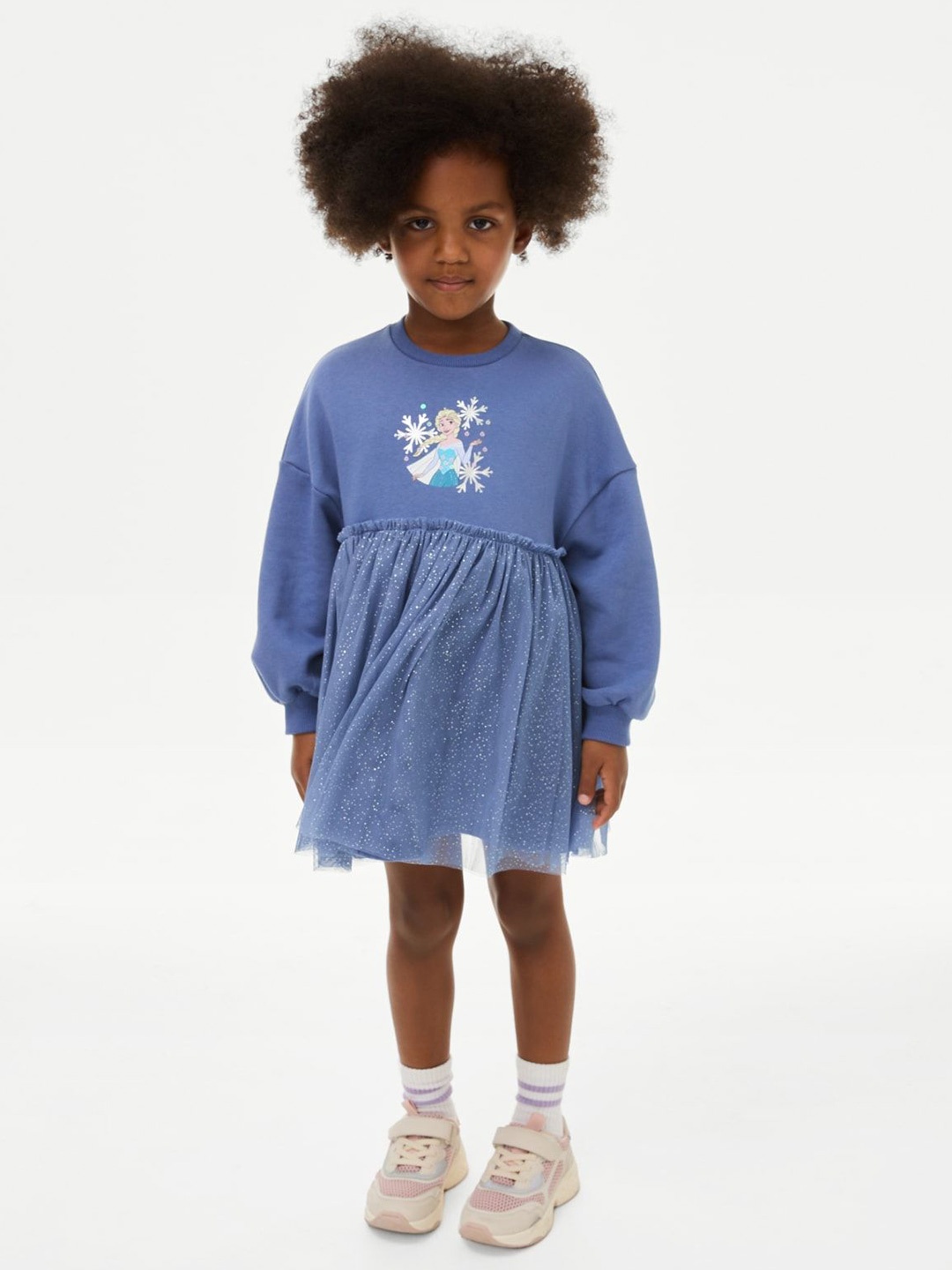 

Marks & Spencer Girls Graphic Printed Bling & Sparkly Cotton A-Line Dress, Blue