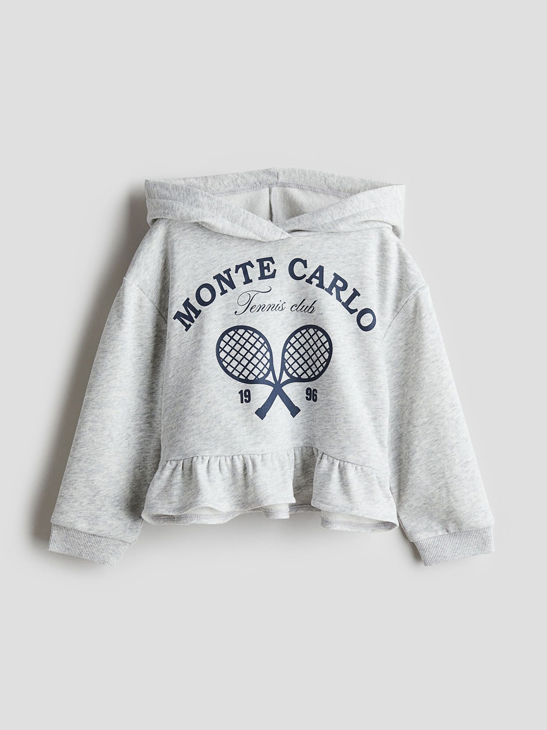 

H&M Flounce-Trimmed Hoodie, Grey