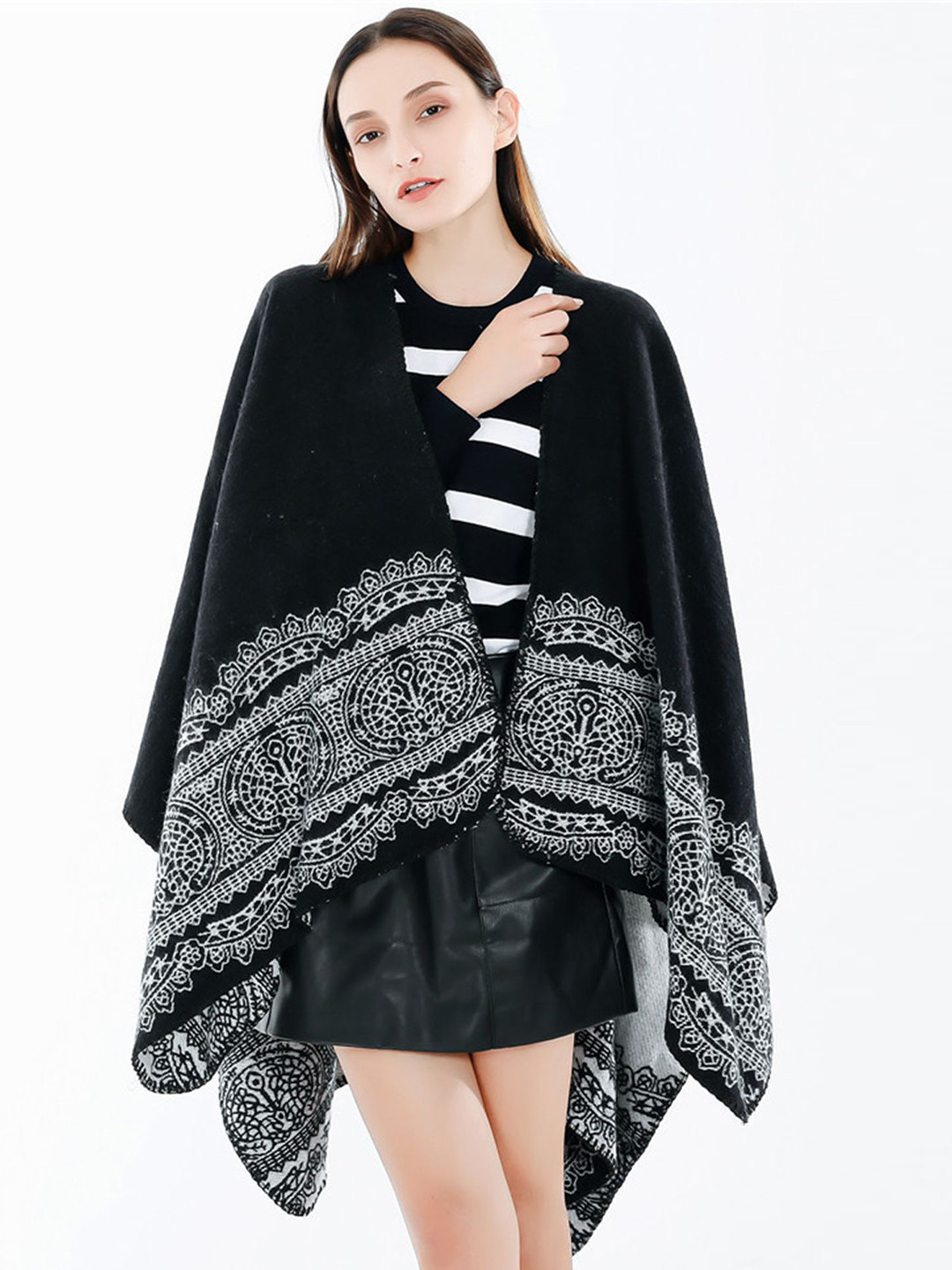 

LULU & SKY Women Embroidered Shrug, Black