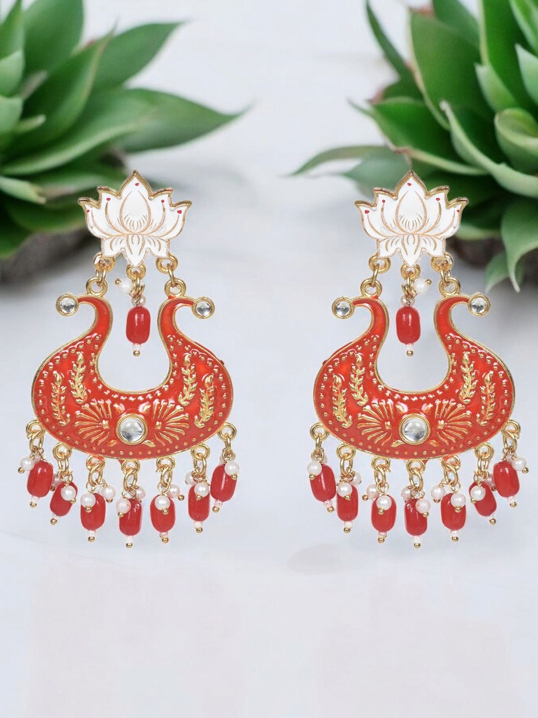 

Nilu's Collection Brass Plated Contemporary Jhumkas, Gold