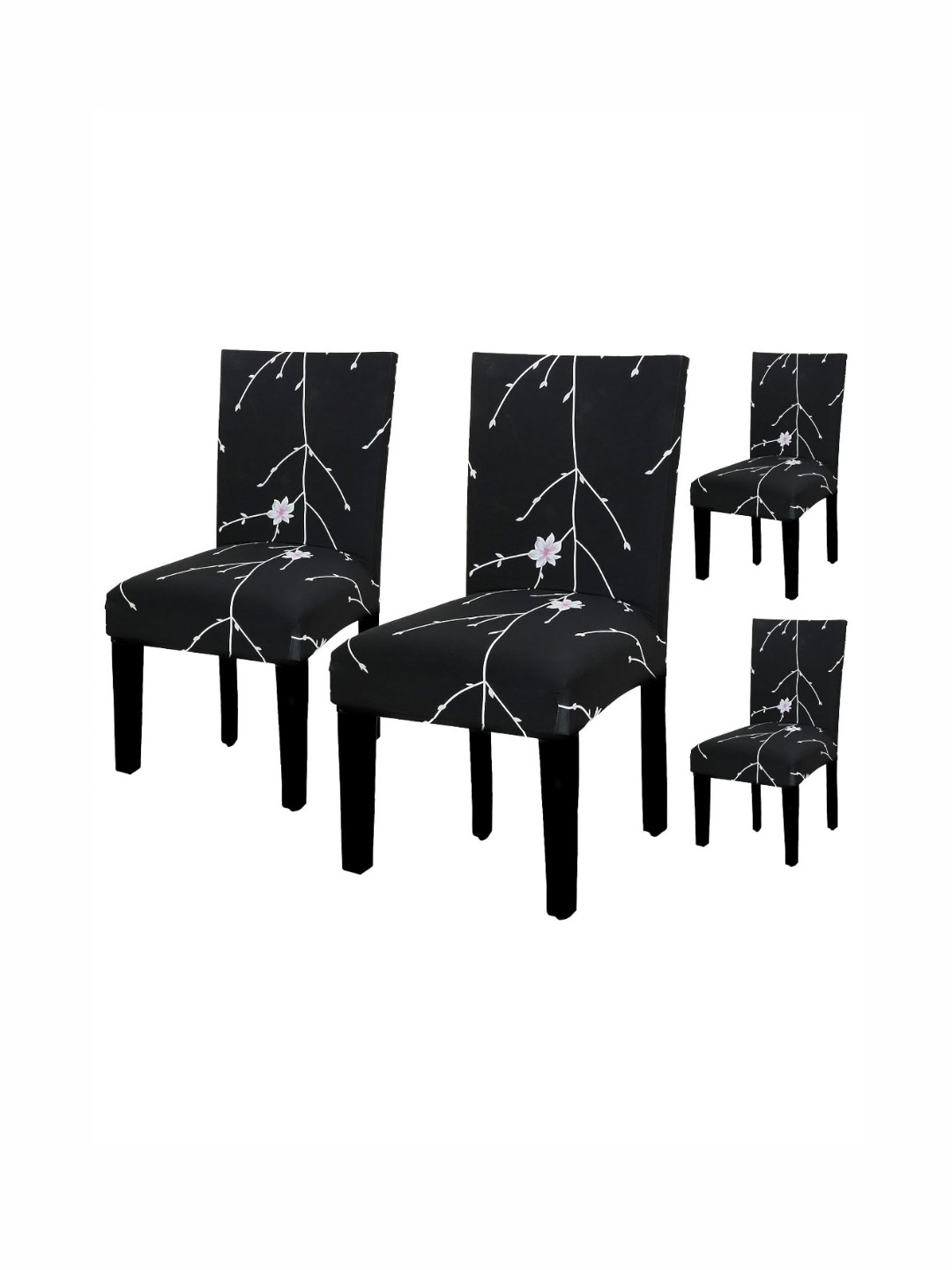 

HOUSE OF QUIRK Black & White 4 Pieces Floral Printed Chair Covers