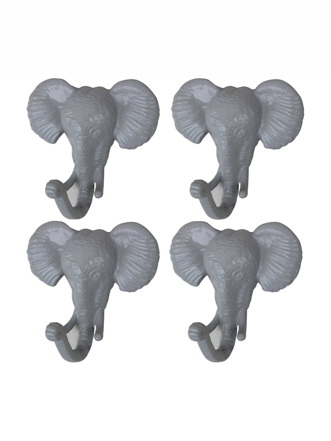 

IndianShelf Grey 4 Piece Iron Elephant Wall Hangers Hooks