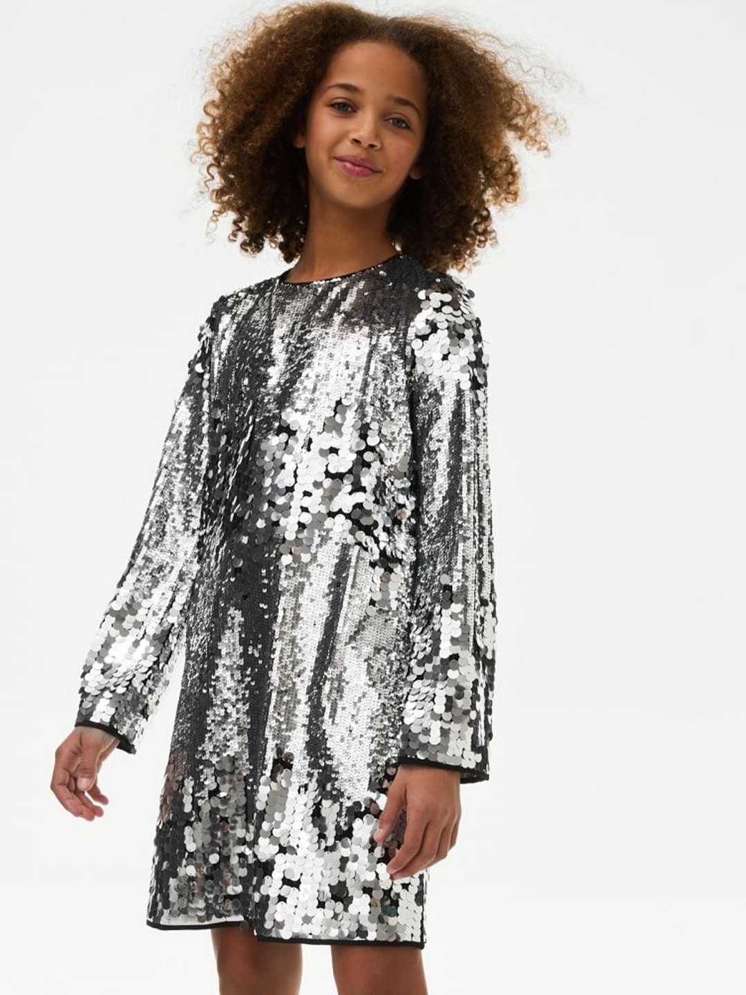 

Marks & Spencer Girls Printed A-Line Dress, Silver