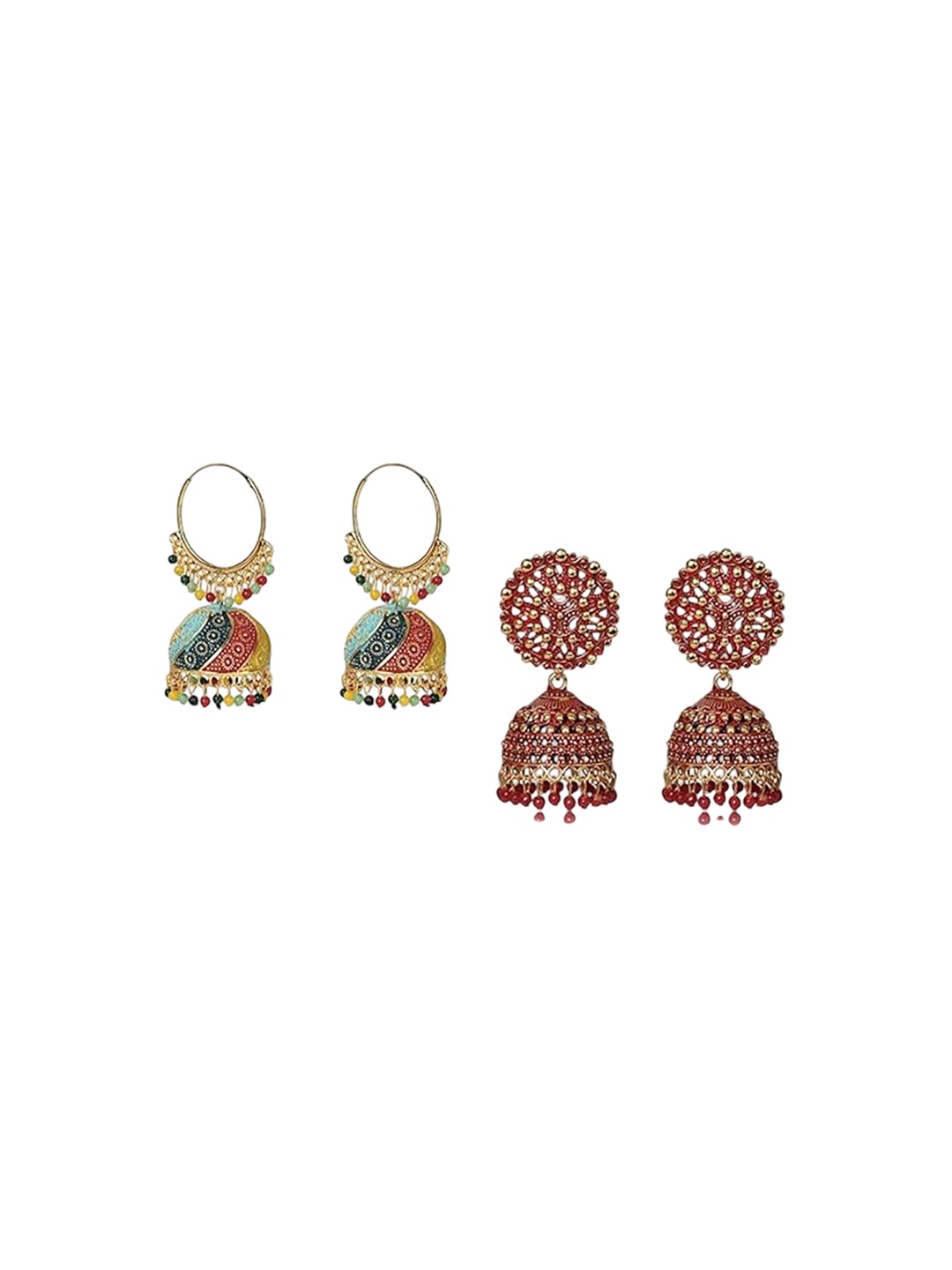 

Nilu's Collection Contemporary Jhumkas Earrings, Gold