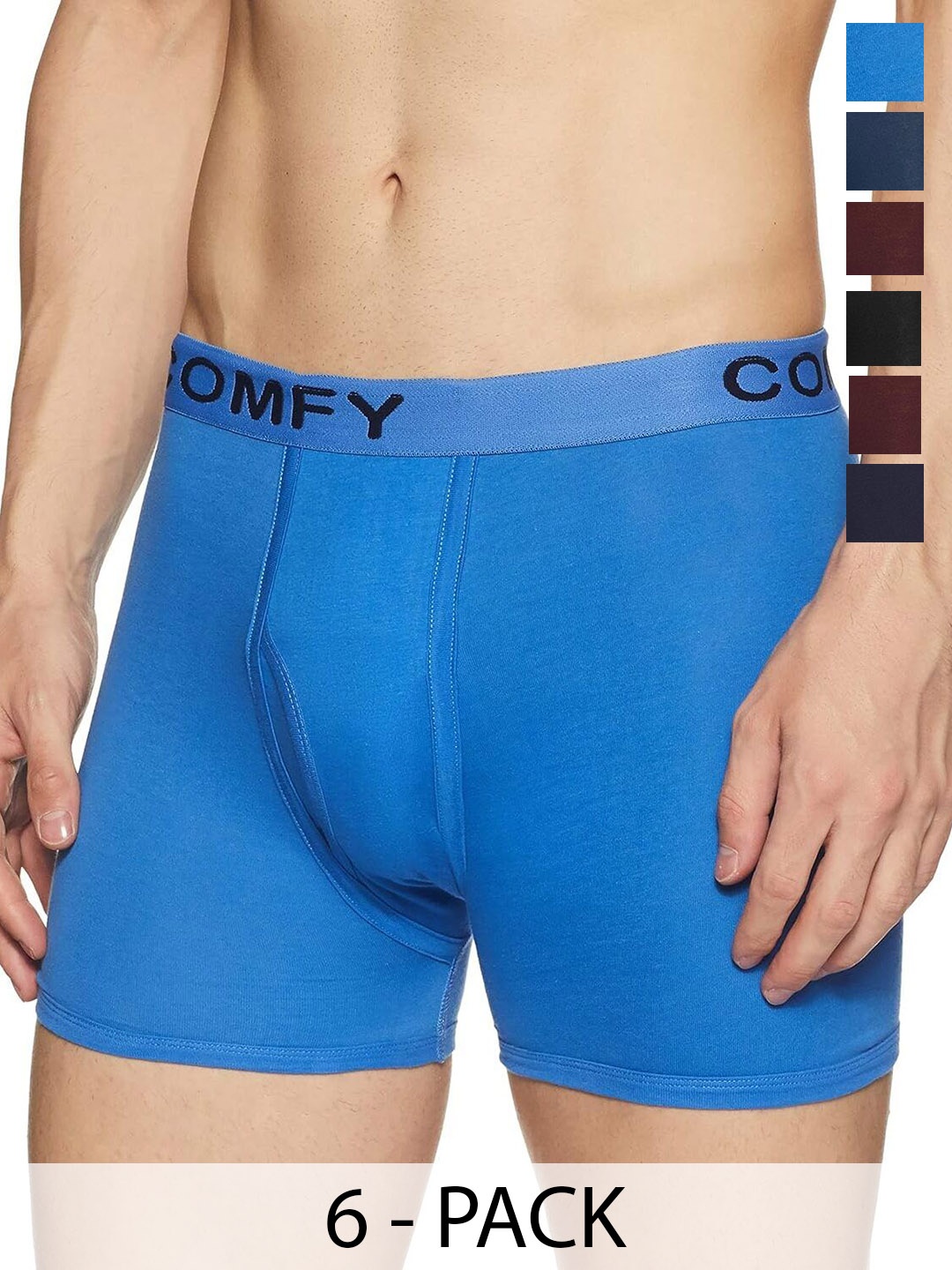 

AMUL COMFY Men Pack Of 6 Assorted Trunks - Comfy-Plain-Trunk-OE-6-100, Blue