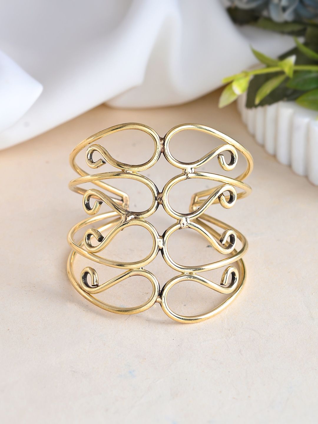 

Silvermerc Designs Women Brass Gold-Plated Cuff Bracelet