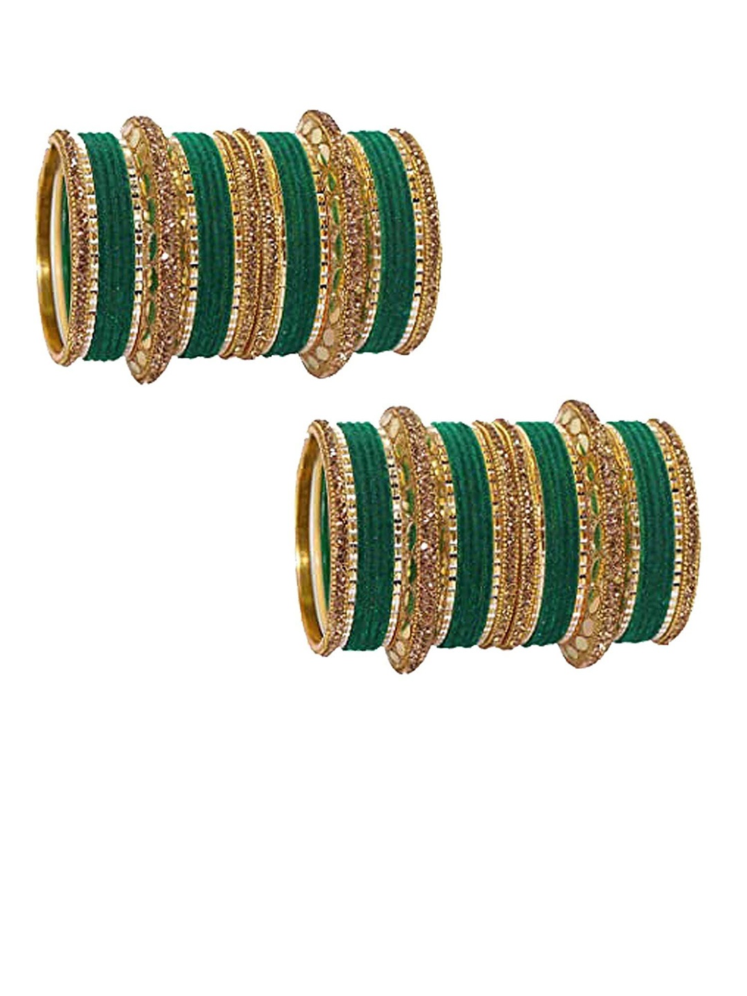 

ZULKA Set Of 60 Gold-Plated Zircon Stone & Beaded Bangles