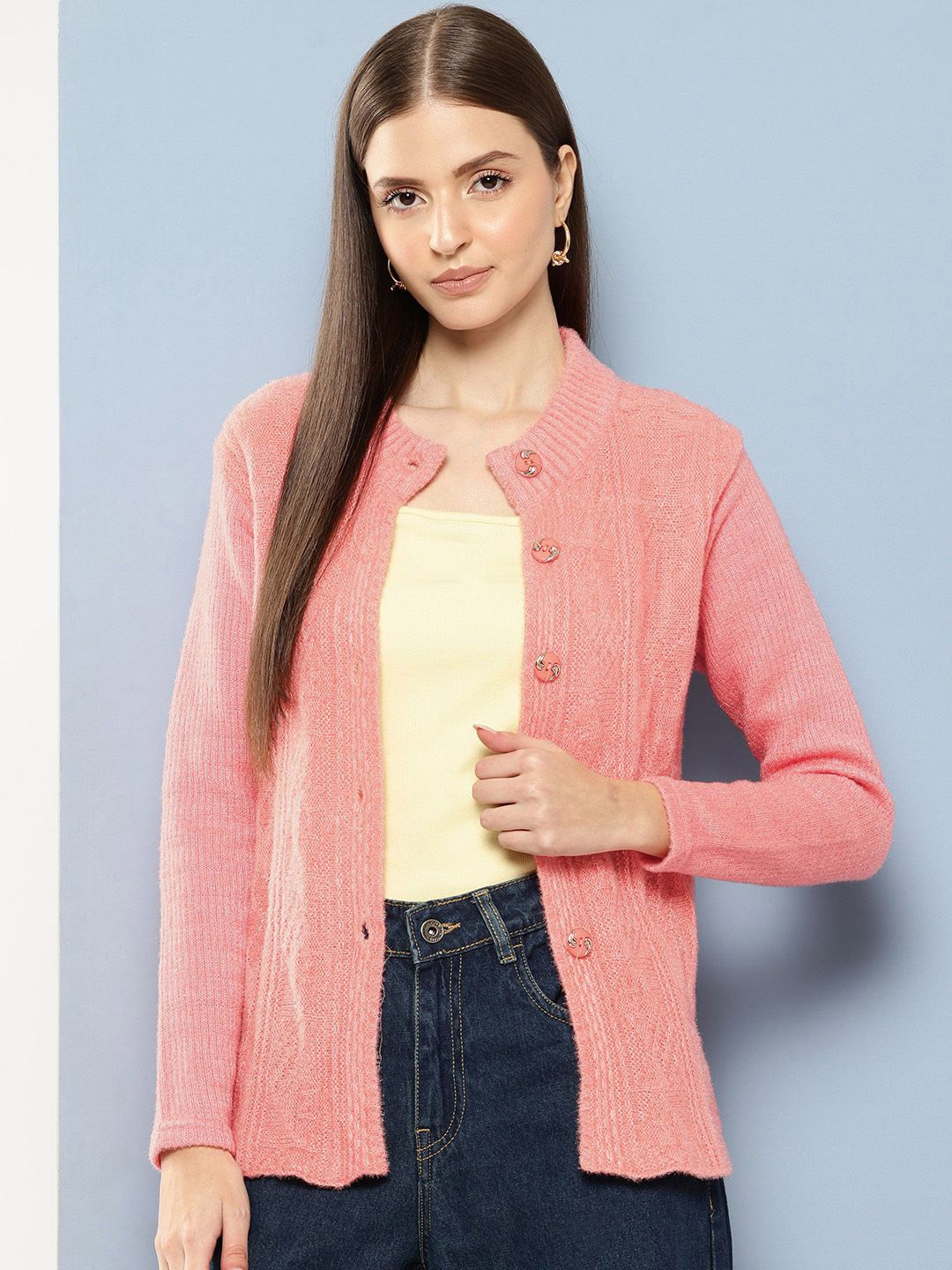 

BAESD Women Woollen Cardigan, Peach