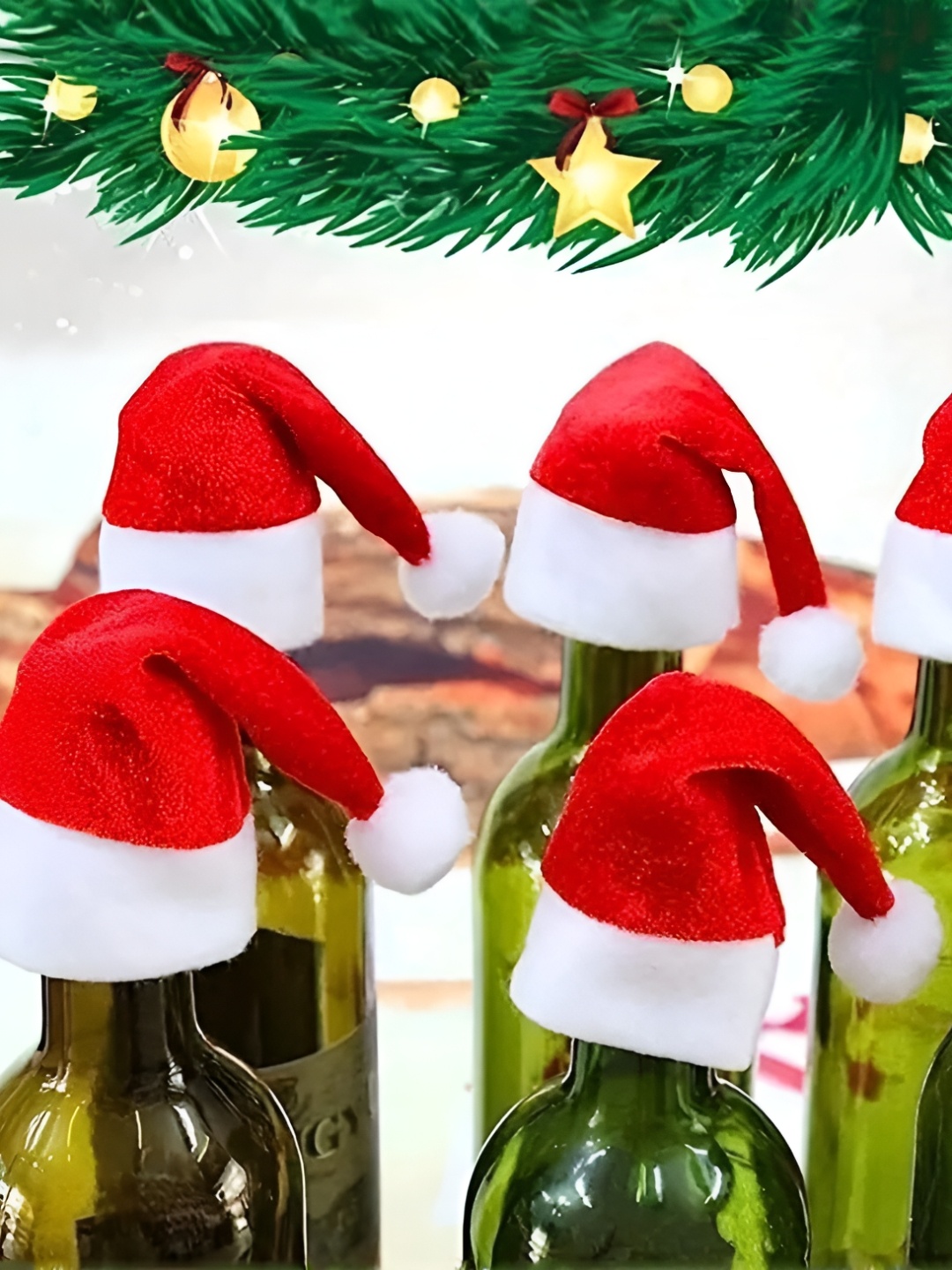 

Ascension Red & White 6 Pieces Santa Claus Cap Bottle Topper Decor