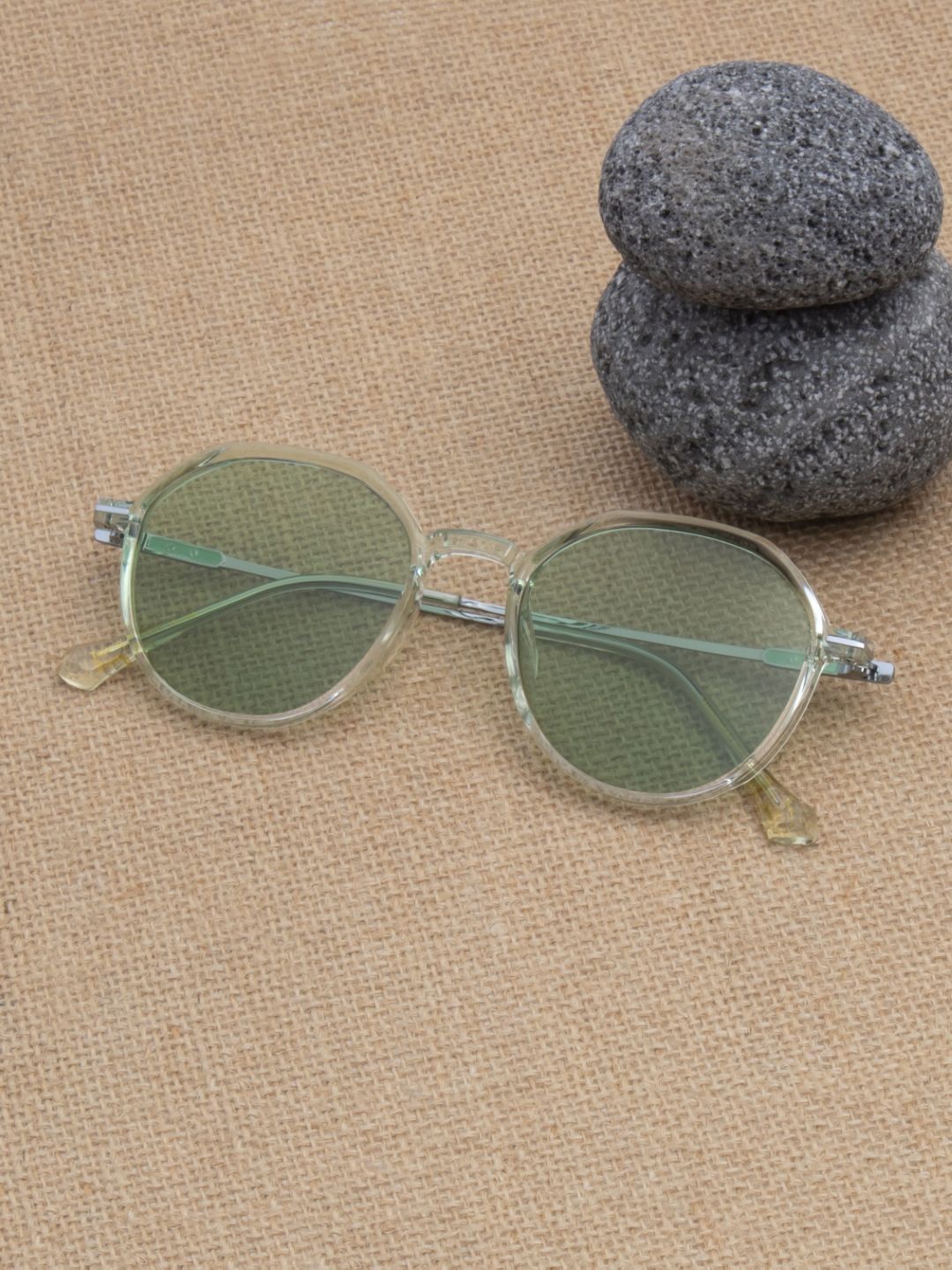 

Ted Smith Unisex Round Sunglasses with Polarised and UV Protected Lens-SUN-TWIST_SLGP, Green