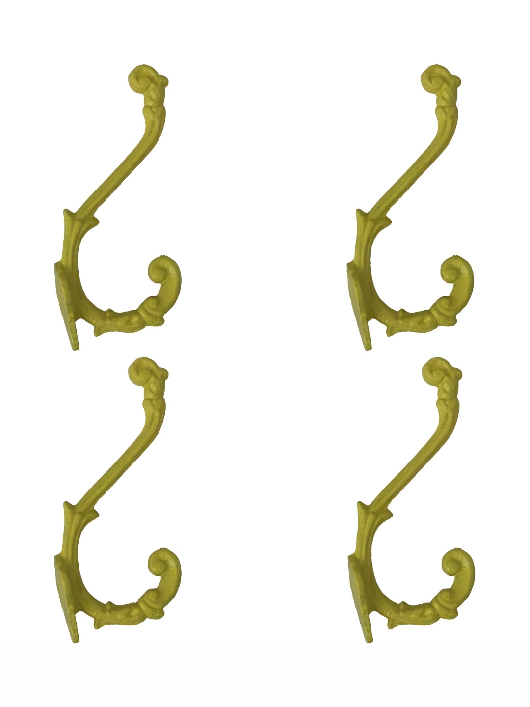 

IndianShelf Yellow 4 Pieces Metal Textured Wall Hooks