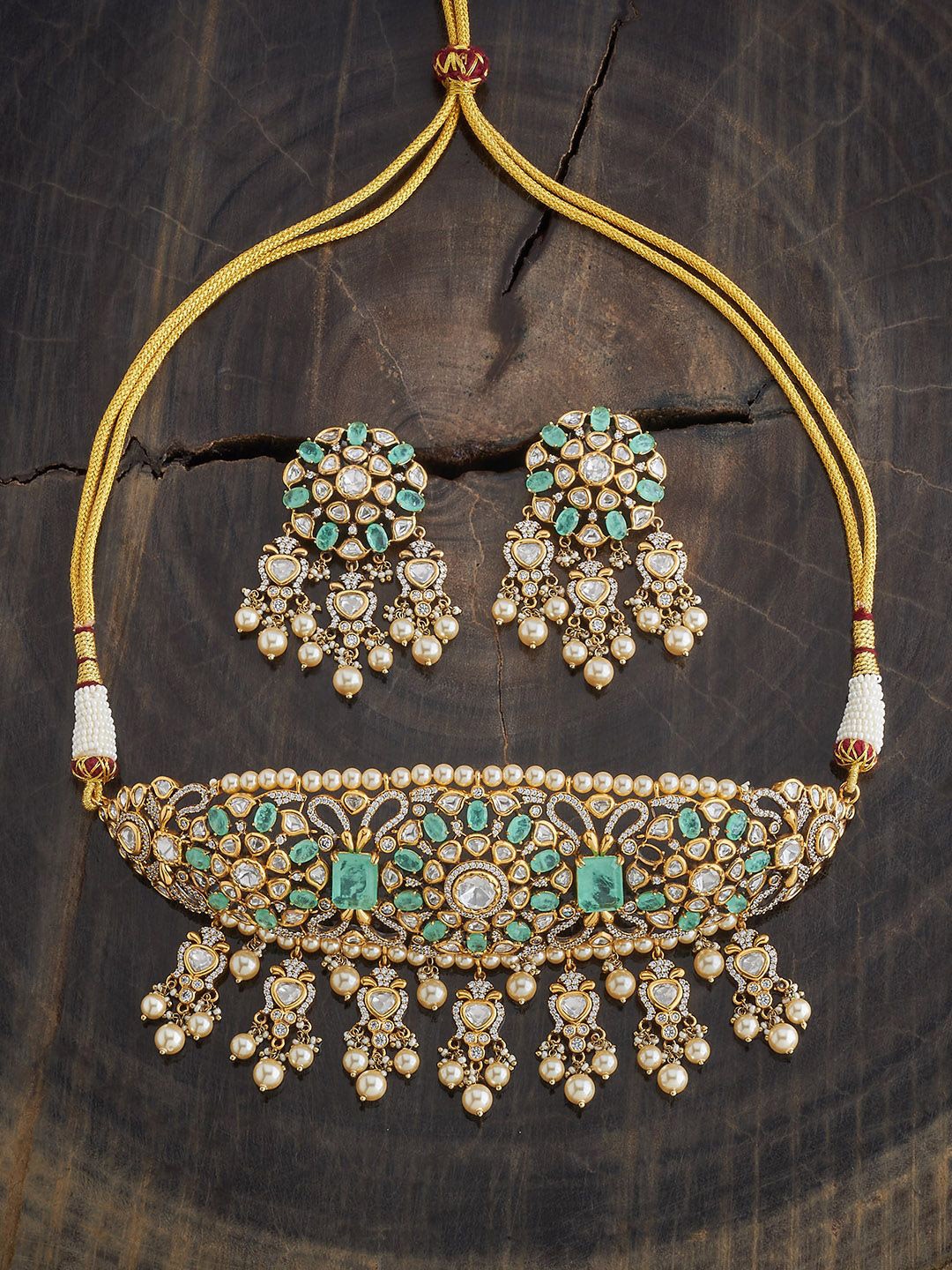 

Kushal's Fashion Jewellery Kundan Studded Jewellery Set, Gold