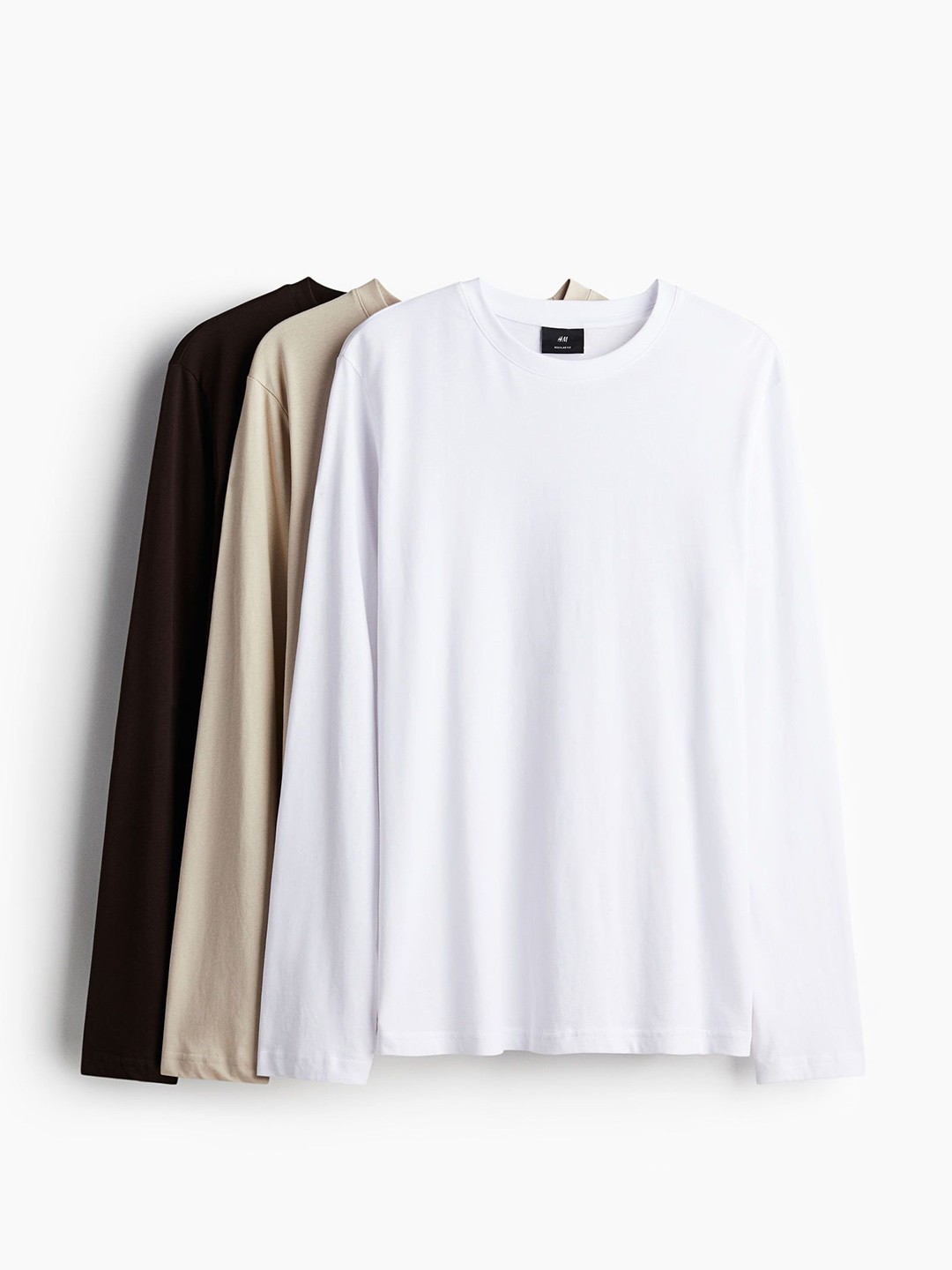 

H&M 3-Pack Regular Fit Jersey Tops, Beige