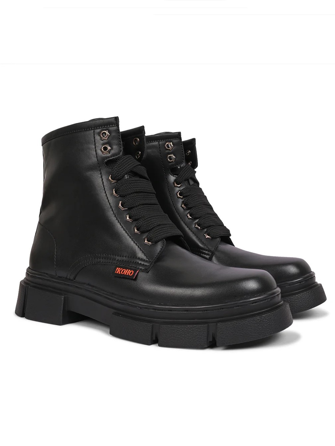 

IKOHO Men High-Top Lace-Up Chunky Boots, Black