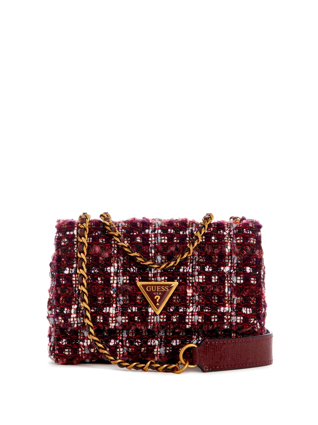 

GUESS Women Abstract Printed Structured Sling Bag, Burgundy