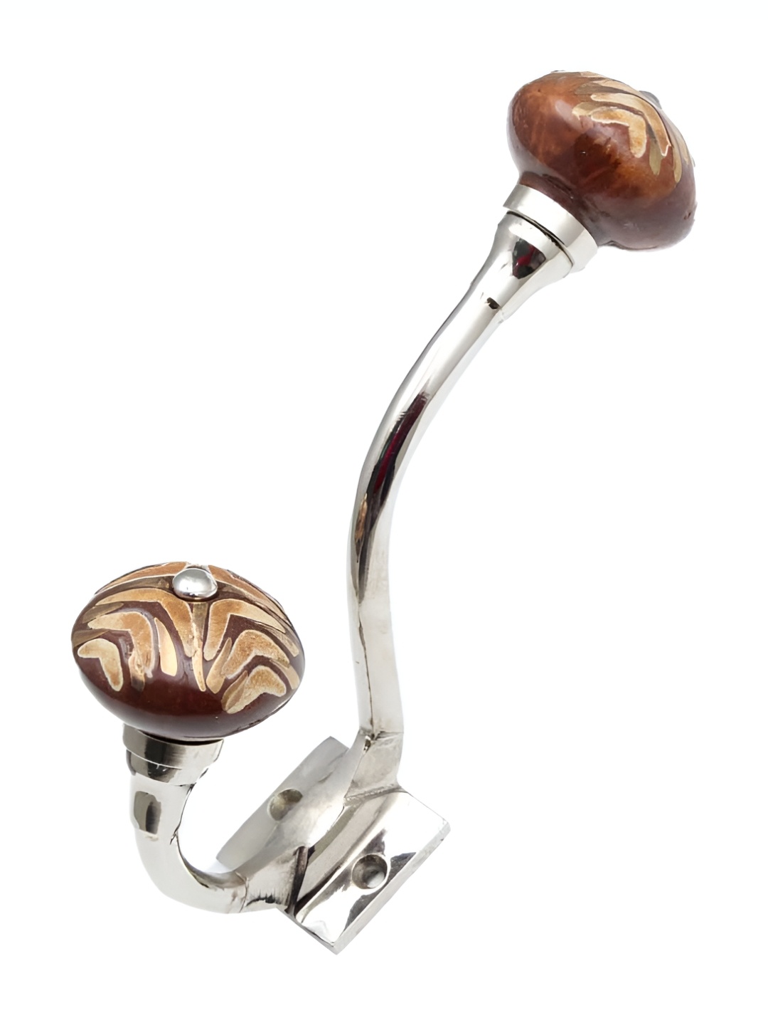 

IndianShelf Brown & Beige Printed Ceramic Wall Hook