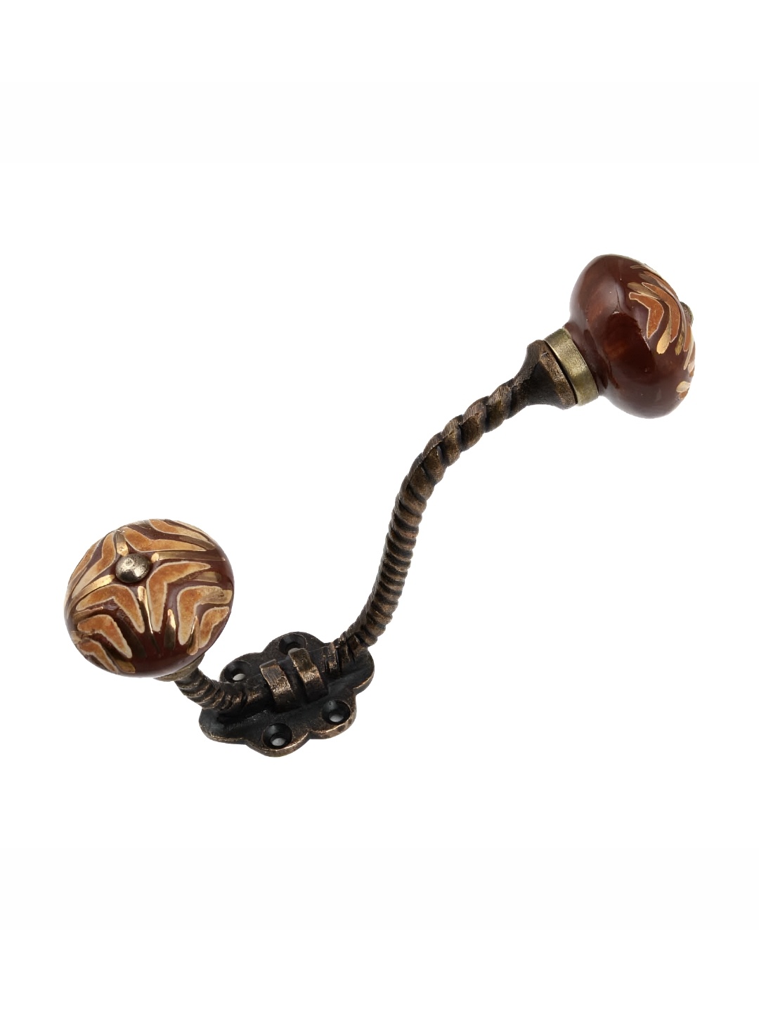 

IndianShelf Maroon & Orange Coloured Ceramic Etched Floral Wall Hooks
