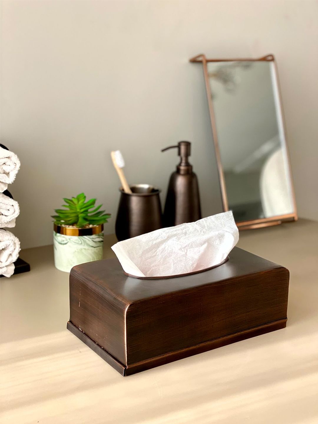 

Mason Home Copper-Toned Stainless Steel Tissue Holder