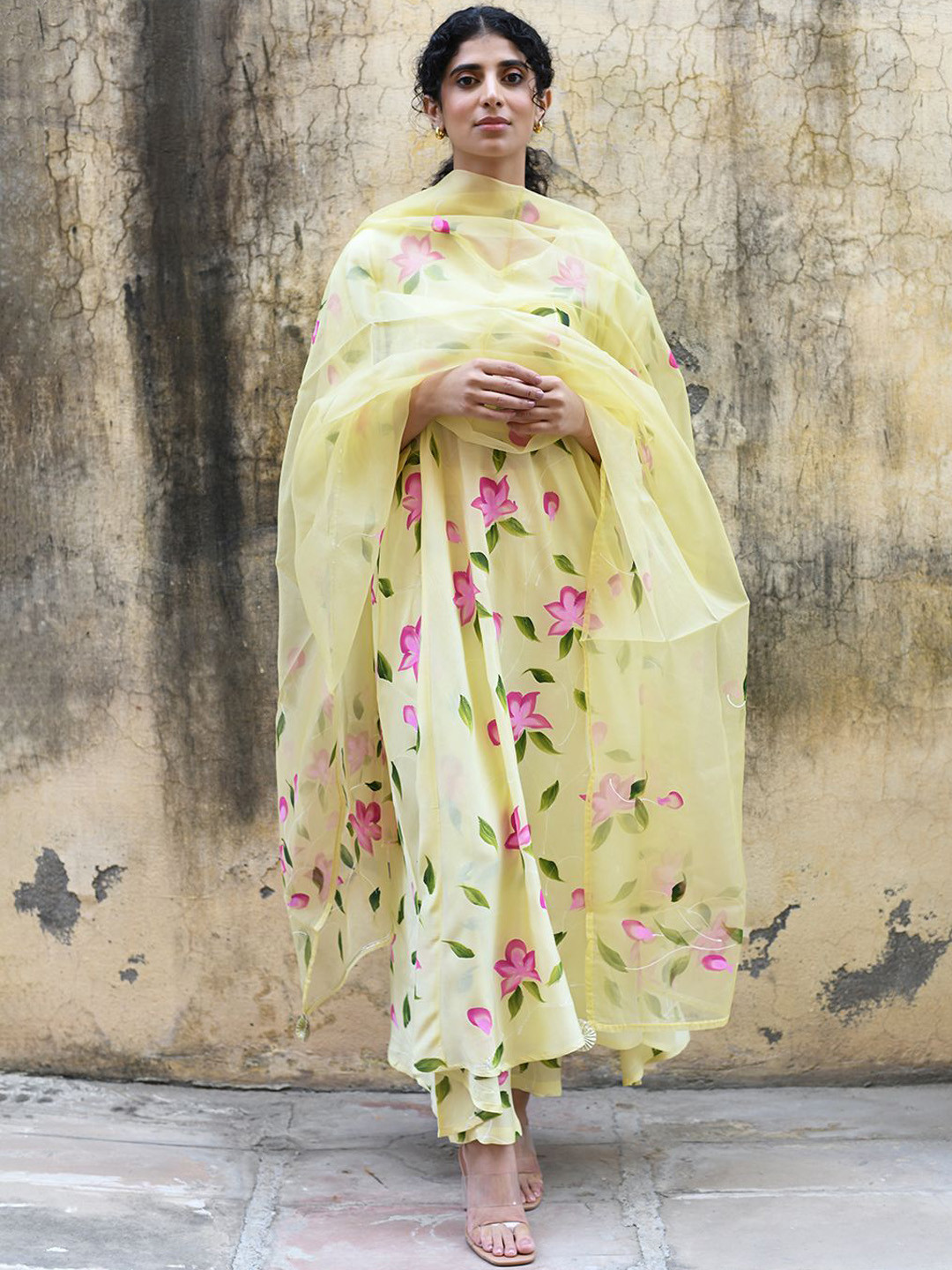 

Rangeelo Floral Printed Pure Cotton Kurta with Palazzos & Dupatta, Yellow
