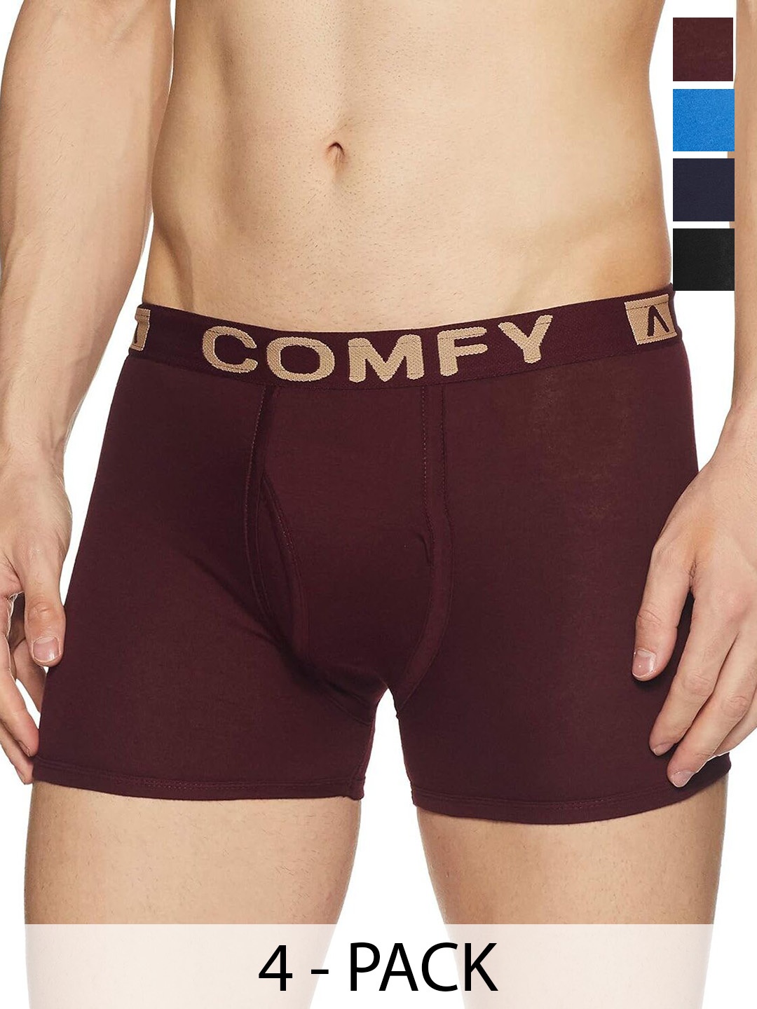 

AMUL COMFY Men Pack Of 4 Pure Cotton Trunks - Comfy-Plain-Trunk-OE-4-105, Blue