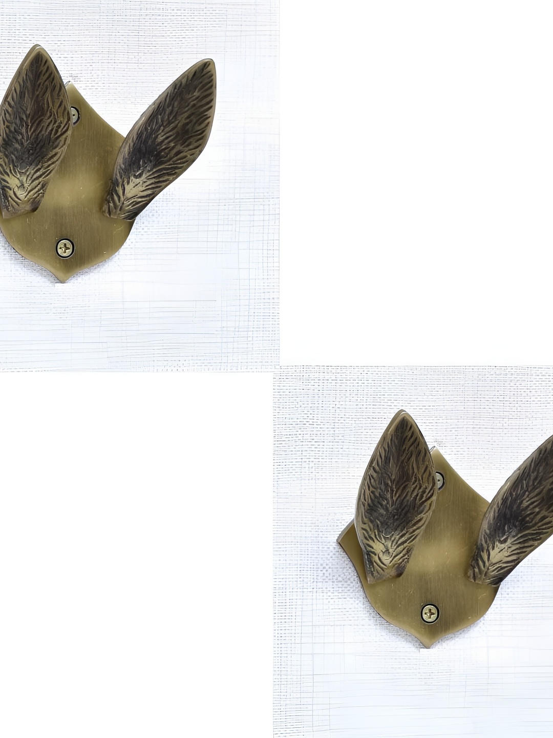 

IndianShelf Bronze 2 Pieces Rabbit Ear Textured Metal Wall Hooks