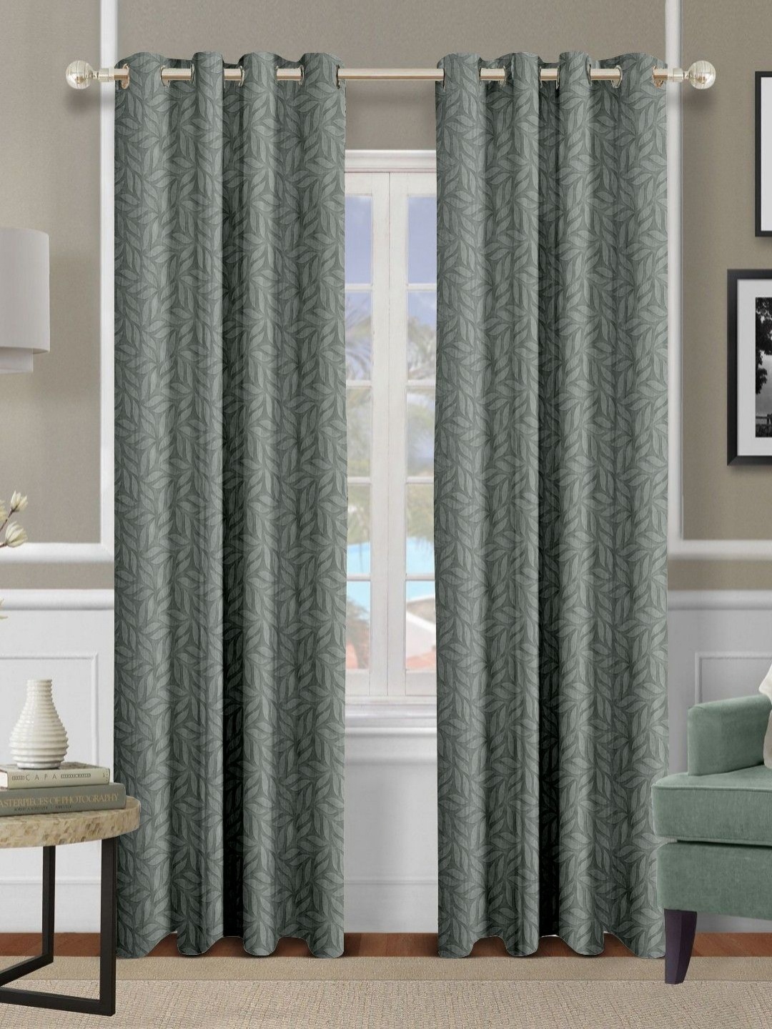 

Cortina Grey 2 Piece Floral Printed Emboss Long Door Curtains
