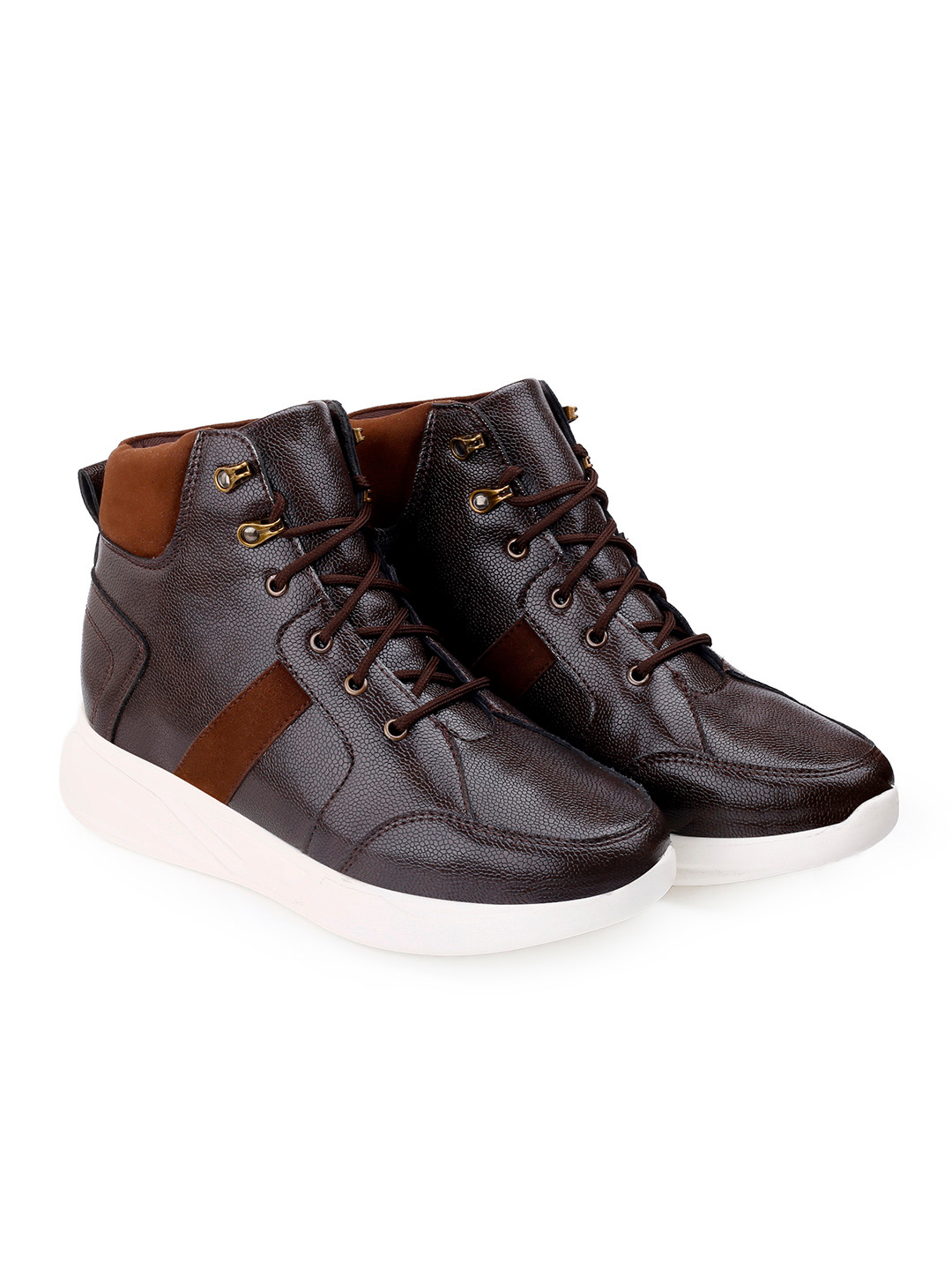 

Bxxy Men Textured Hidden Elevator Height Increasing Boots, Brown